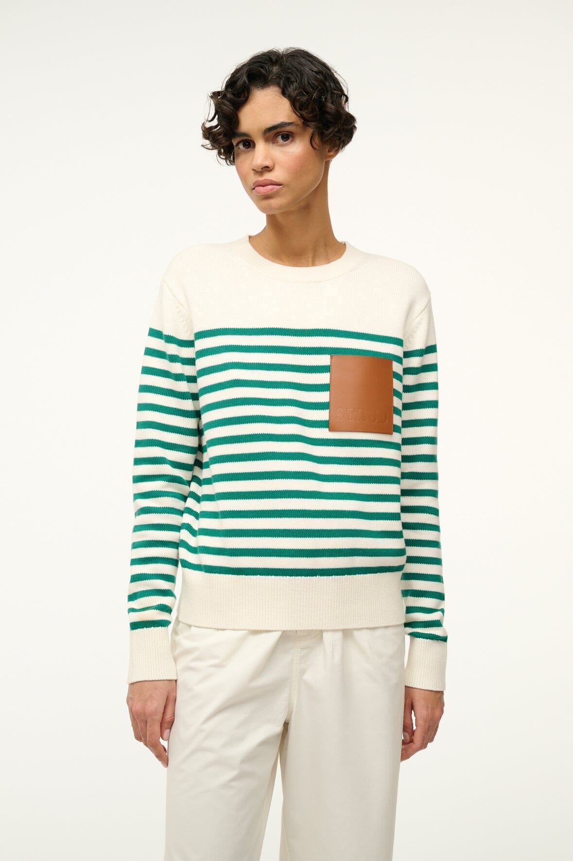 STAUD SUNSET SWEATER VERT BRETON STRIPE - 2