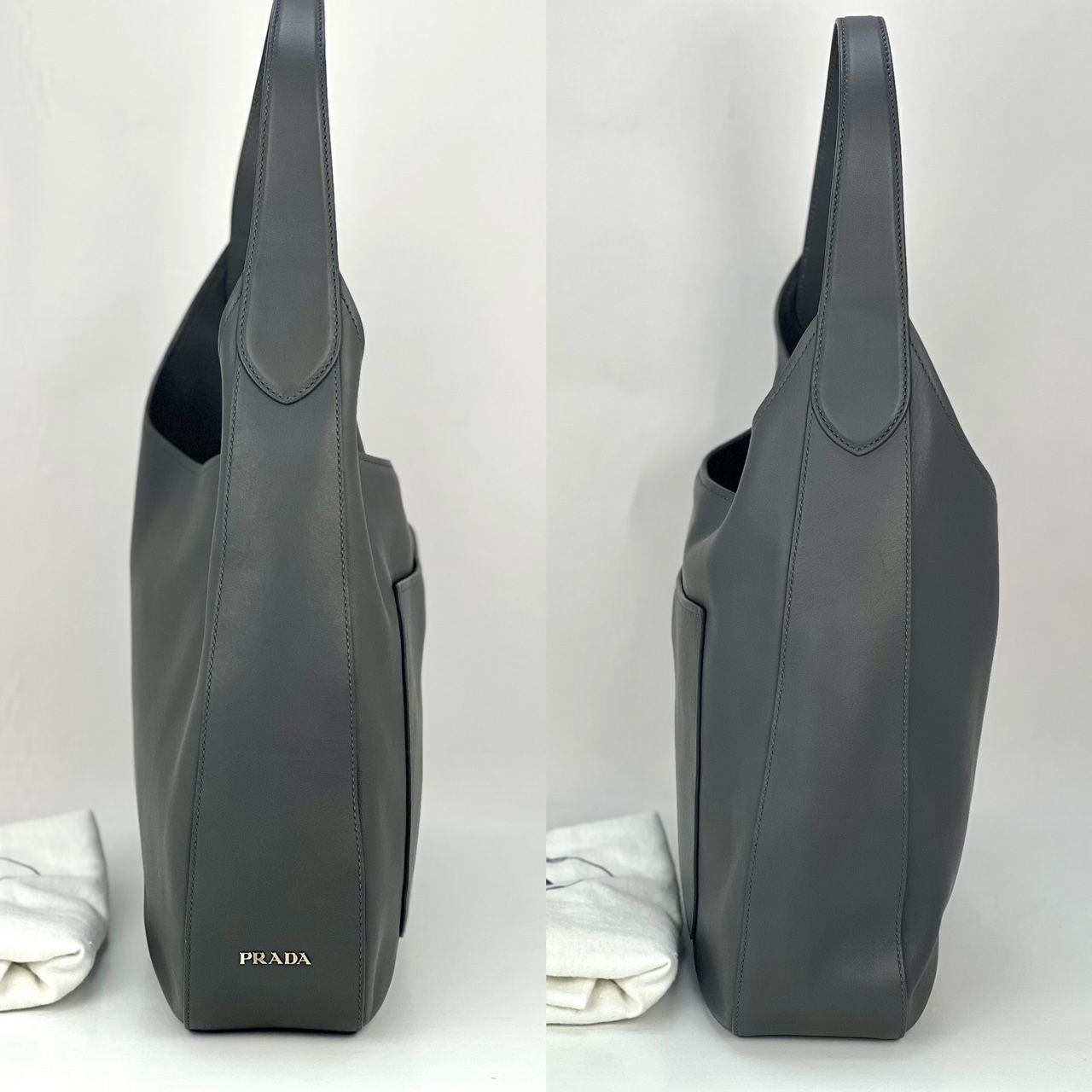 Prada Vitello Daino grey Hobo Bag - 7