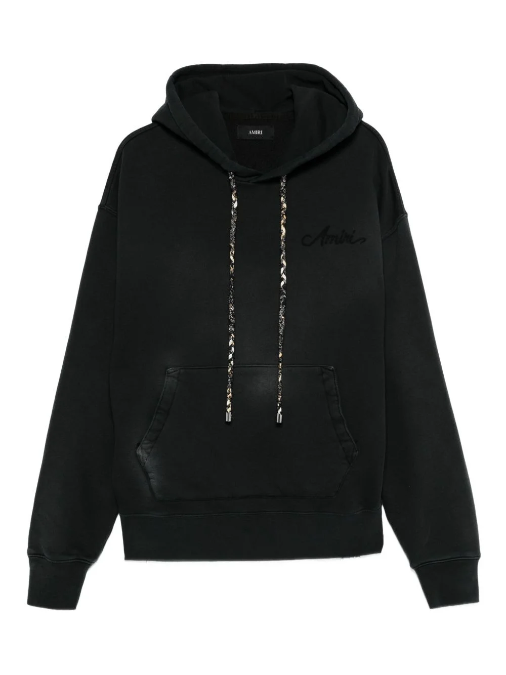 embroidered drawstring hoodie - 1