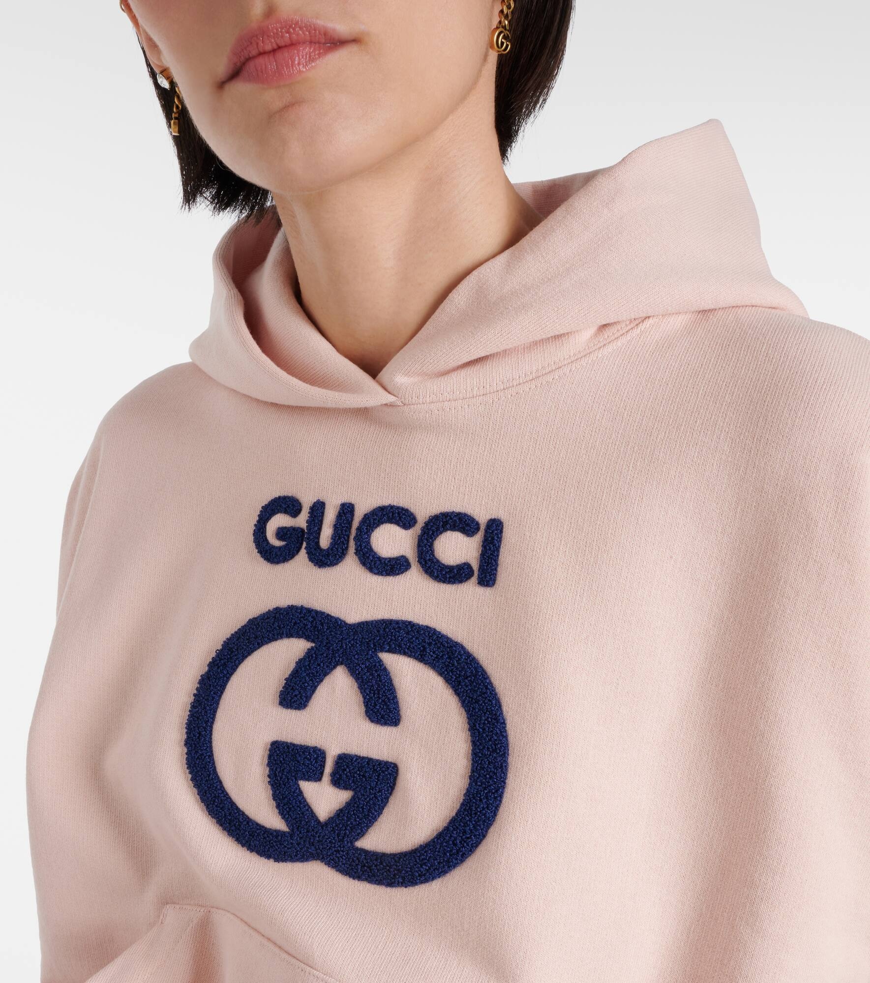 GG embroidered cotton jersey hoodie - 4