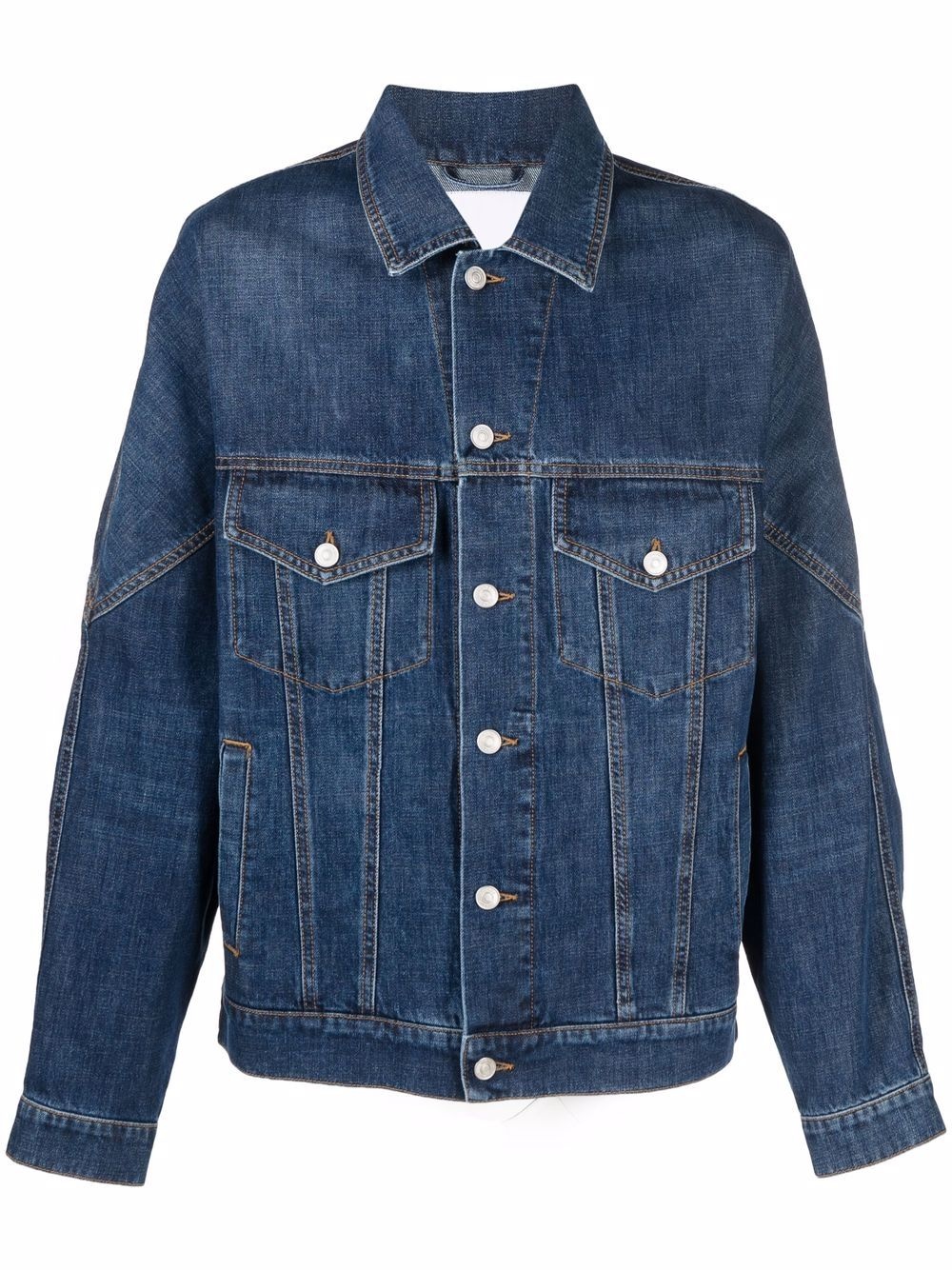 contrast-stitch denim jacket - 1