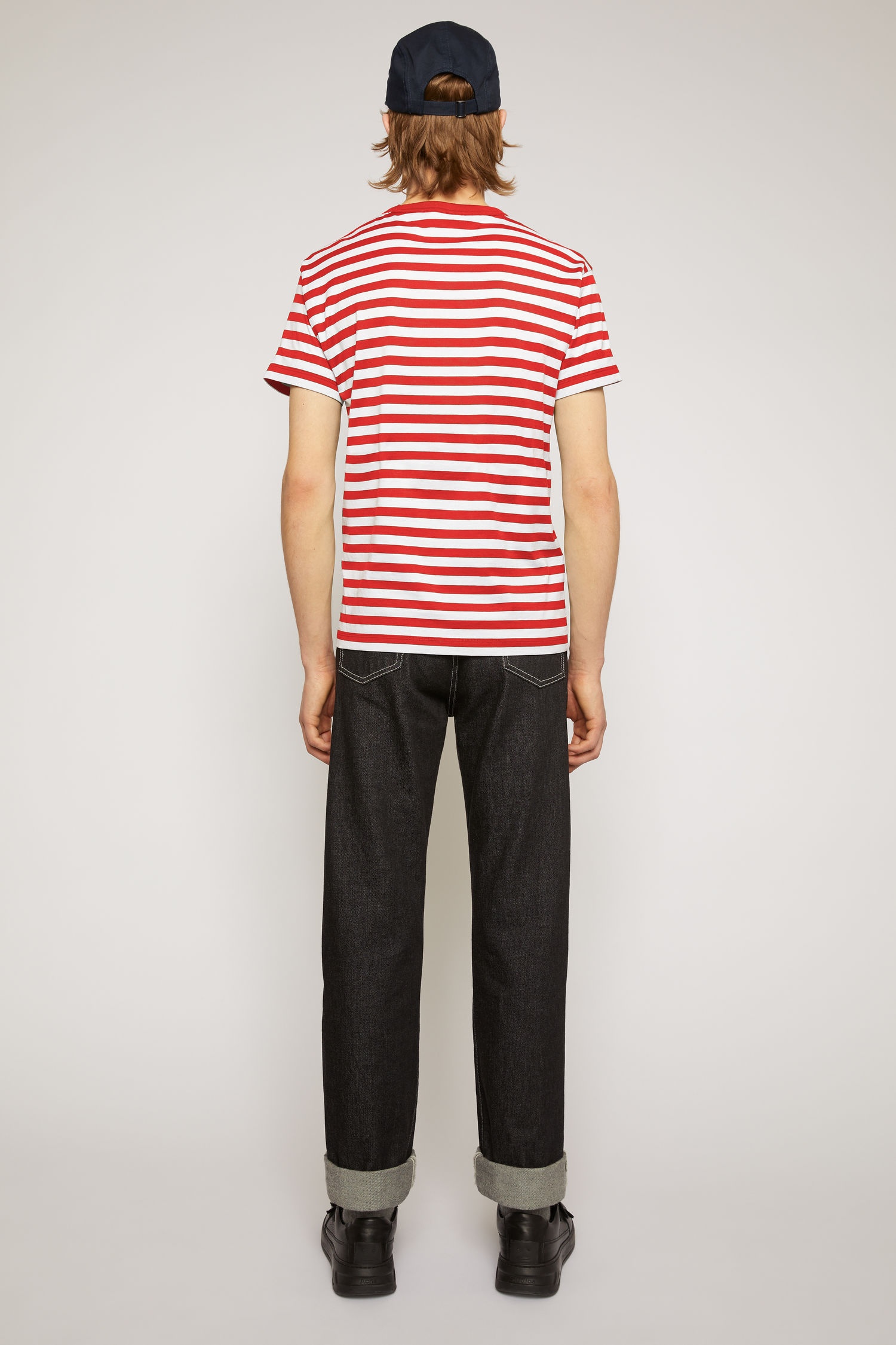 Slim fit striped t-shirt cherry red - 3