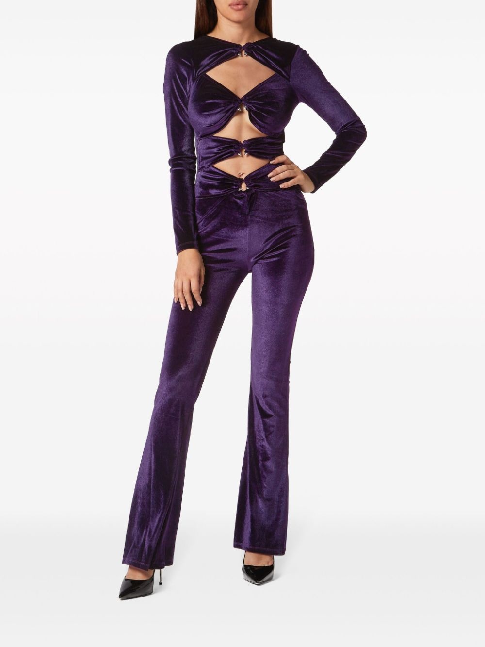 cut out-detail long-sleeve jumpsuit - 2