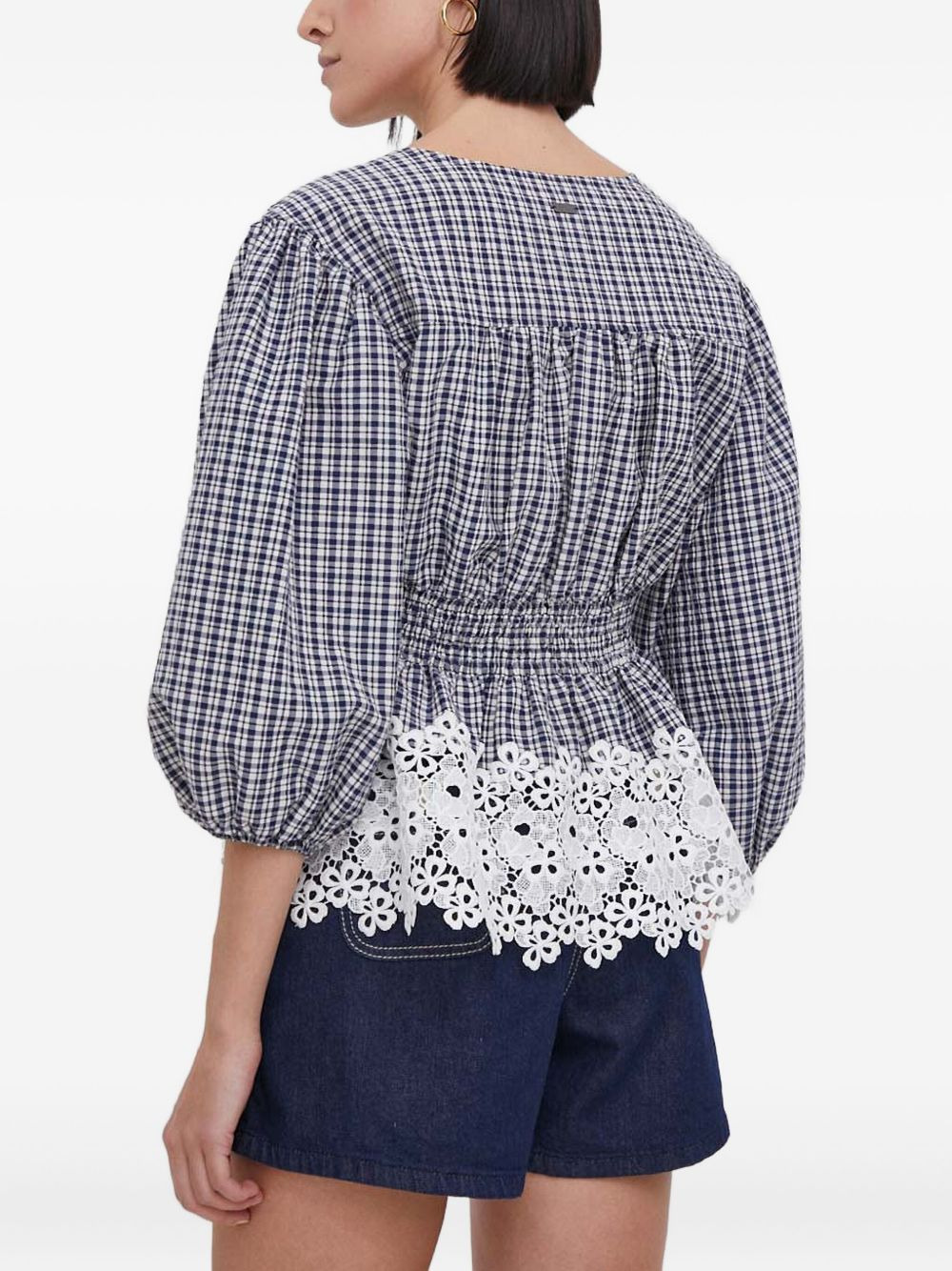 gingham lace-trimmed top - 3