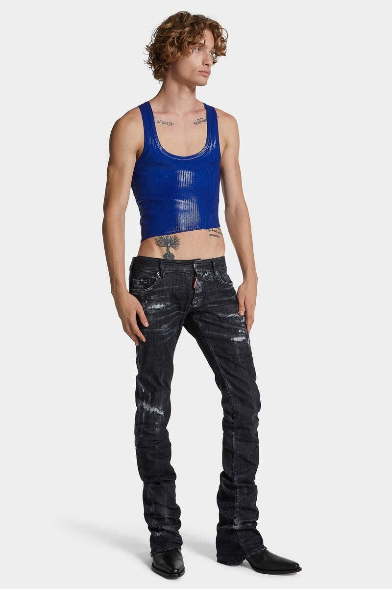 BLACK DESTROYED WASH SHARPEI FLARED BOOTCUT JEANS - 3