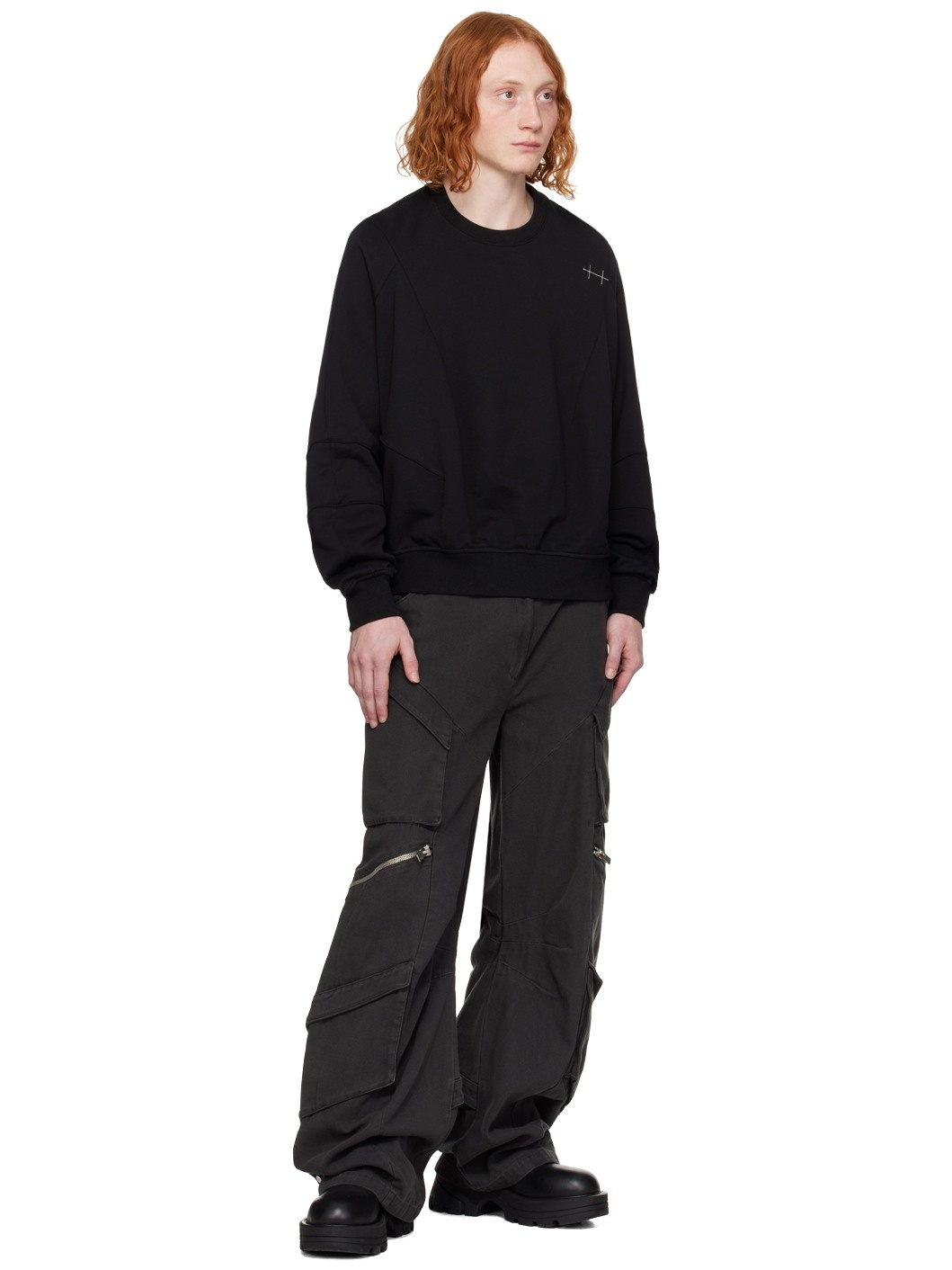 Black Plicate Sweatshirt - 4