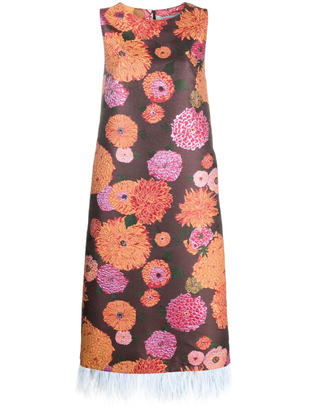 Column floral-jacquard midi dress - 1
