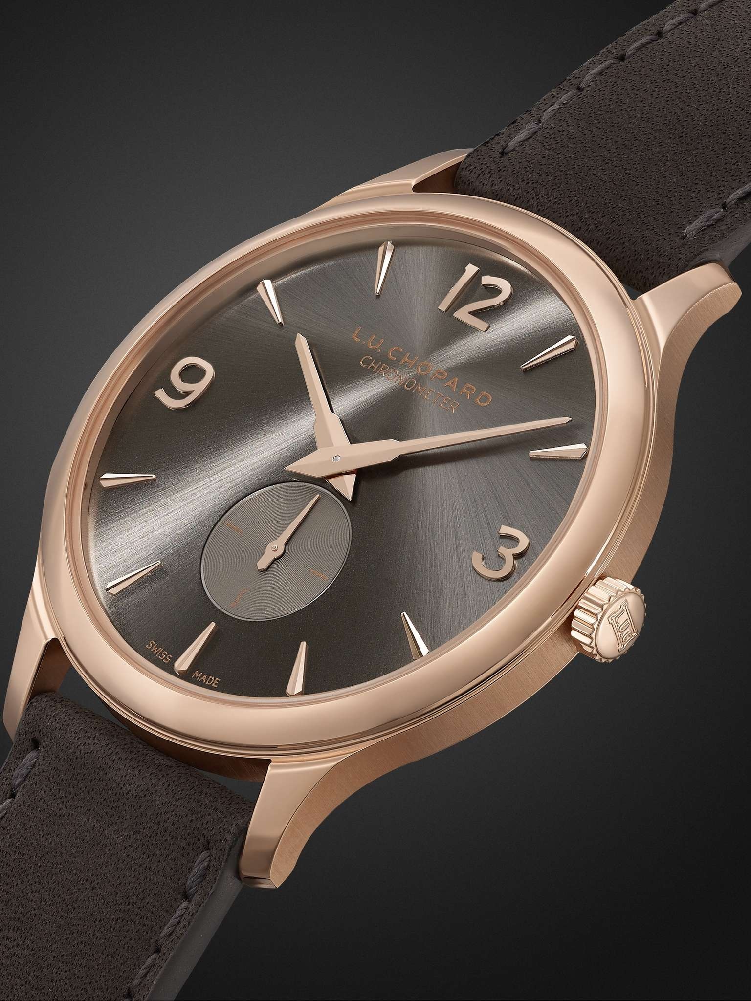 L.U.C XPS Automatic 40mm 18-Karat Rose Gold and Nubuck Watch, Ref. No. 161948-5003 - 4