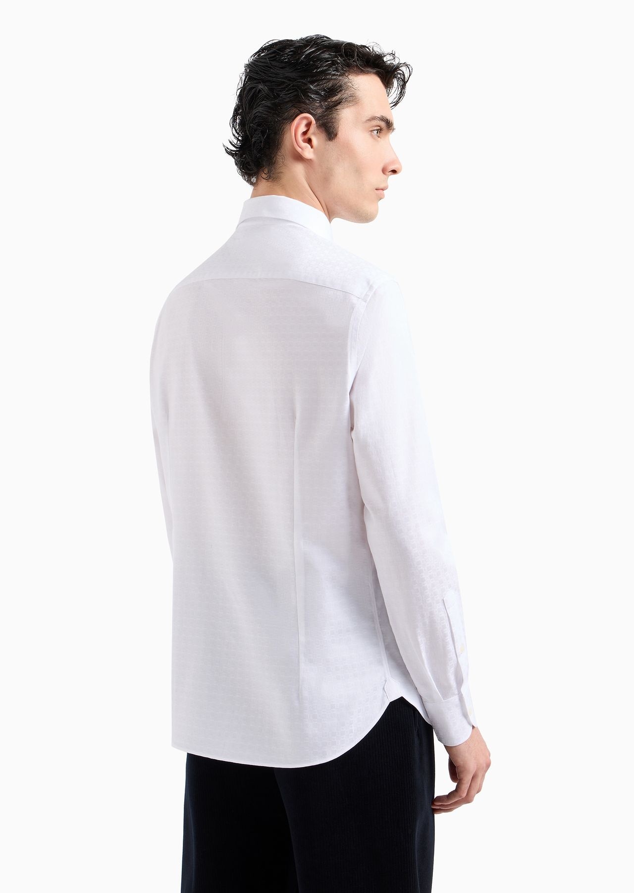 Cotton shirt with all-over jacquard logo pattern - 3