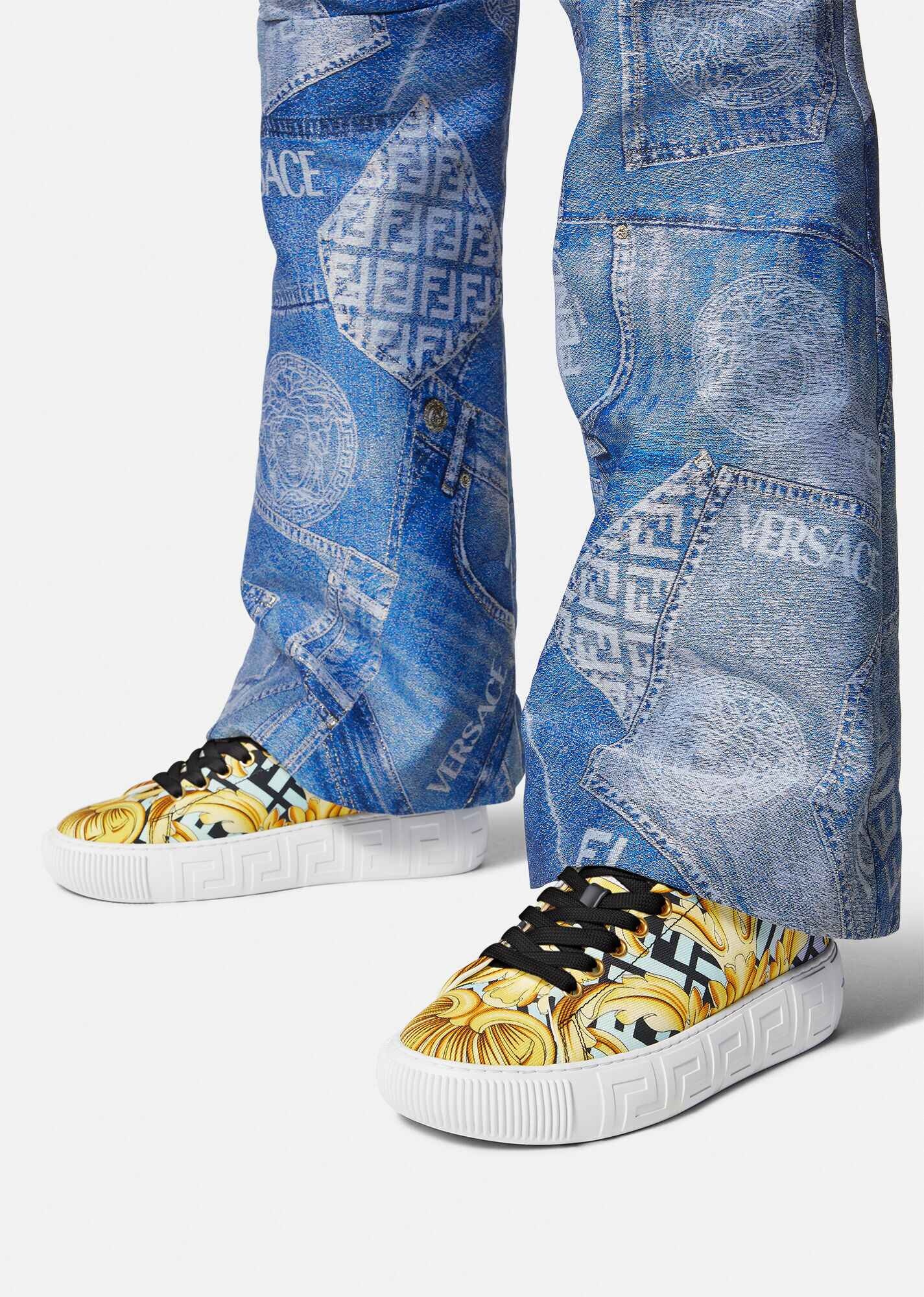 Fendace Gold Baroque Greca Sneakers - 7
