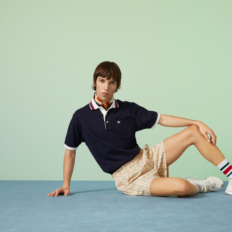 GUCCI Cotton piquet polo with Double G outlook