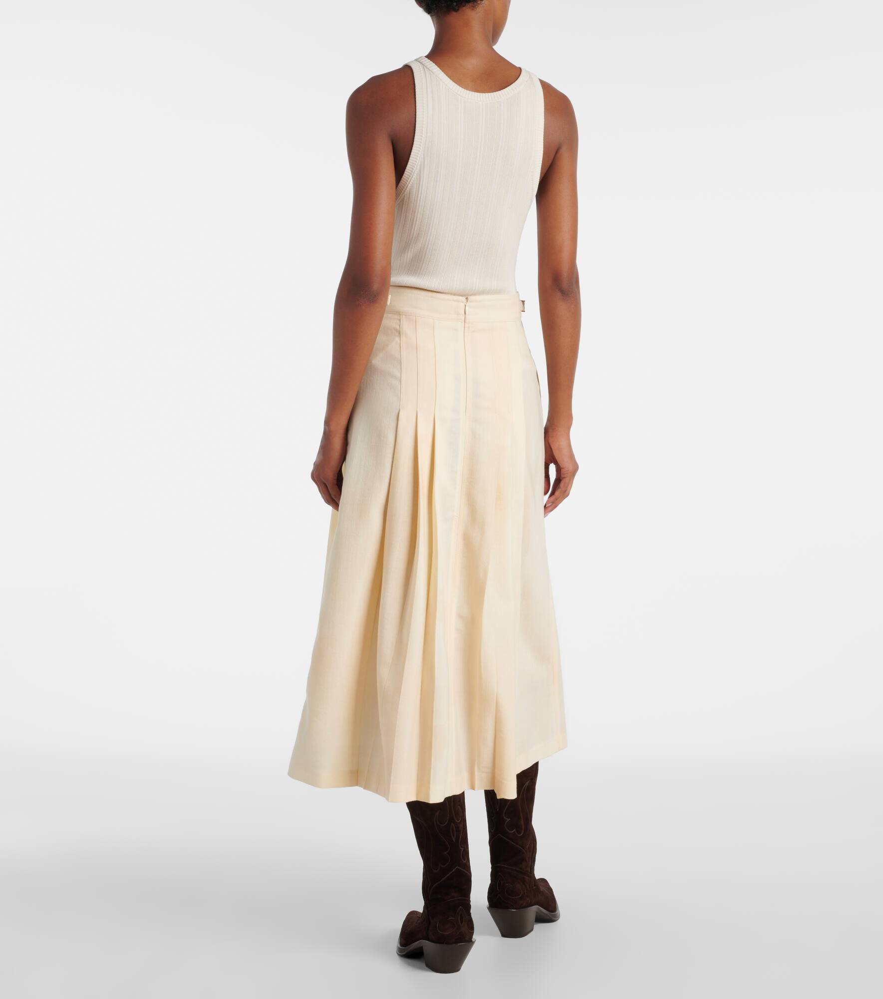 Lerna pleated virgin wool midi skirt - 3