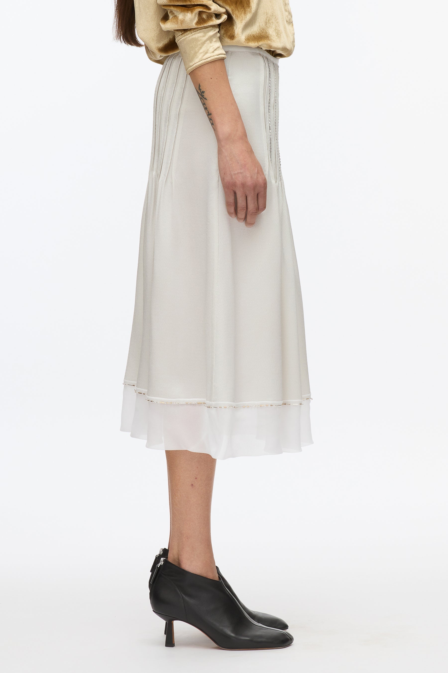 Satin Slip Skirt with Crystal Inlay Embellishment - 3