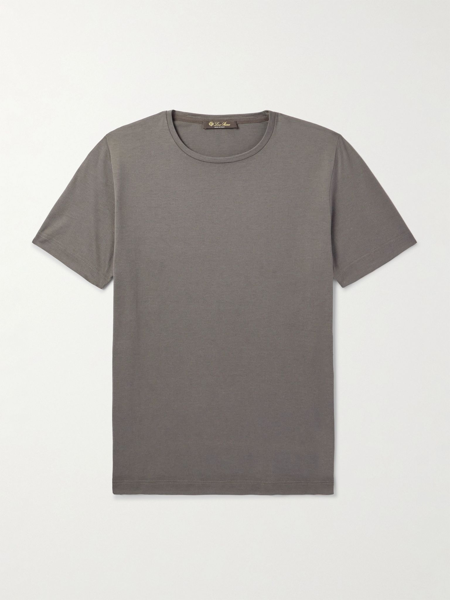 Silk and Cotton-Blend T-Shirt Gray - 1