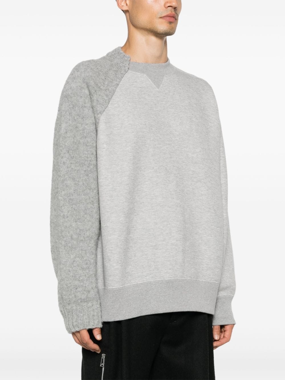 knitted-panels sweatshirt - 3
