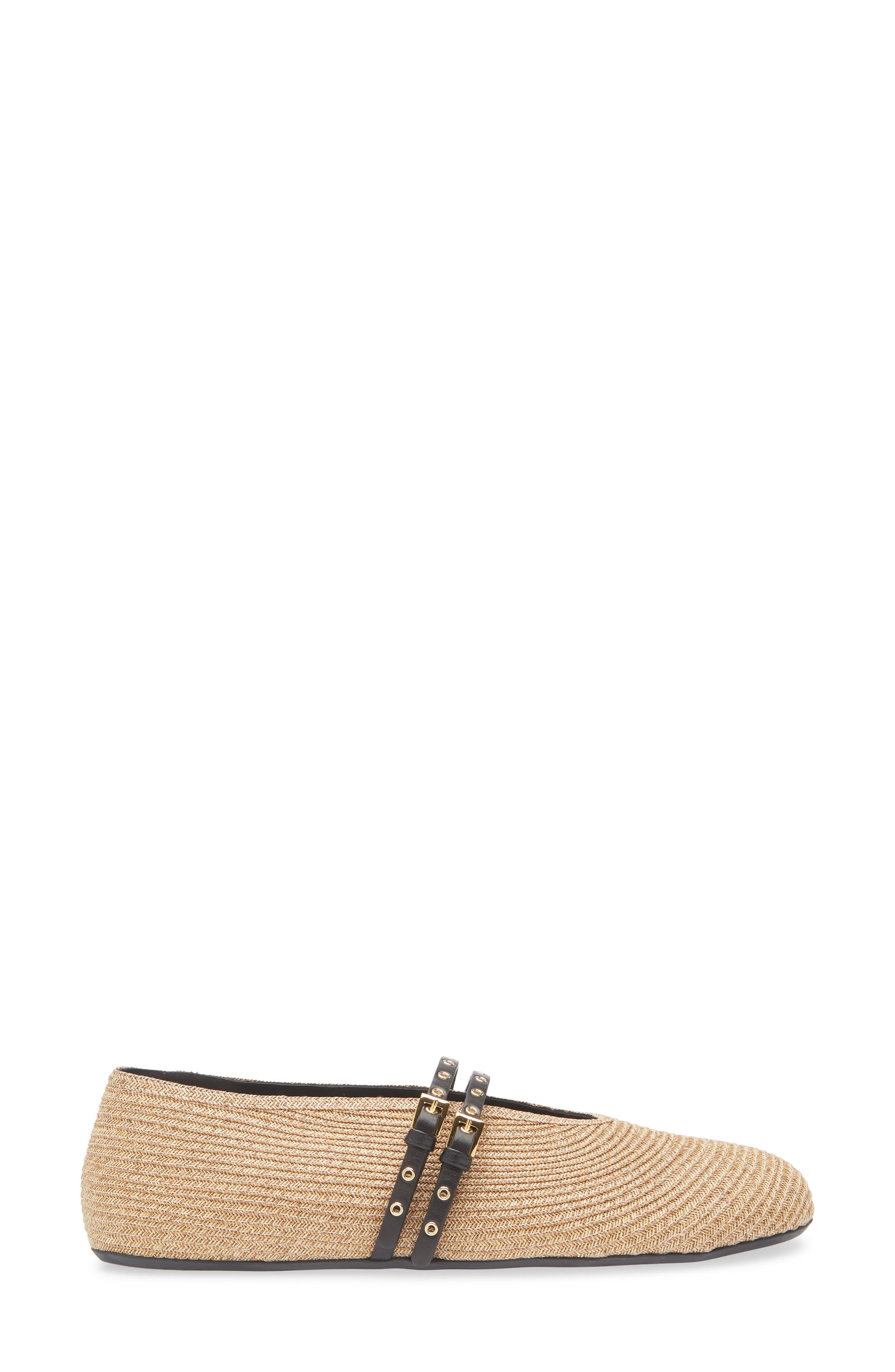 Alaïa Raffia Ballerina Flat in Naturel /Noir at Nordstrom - 3