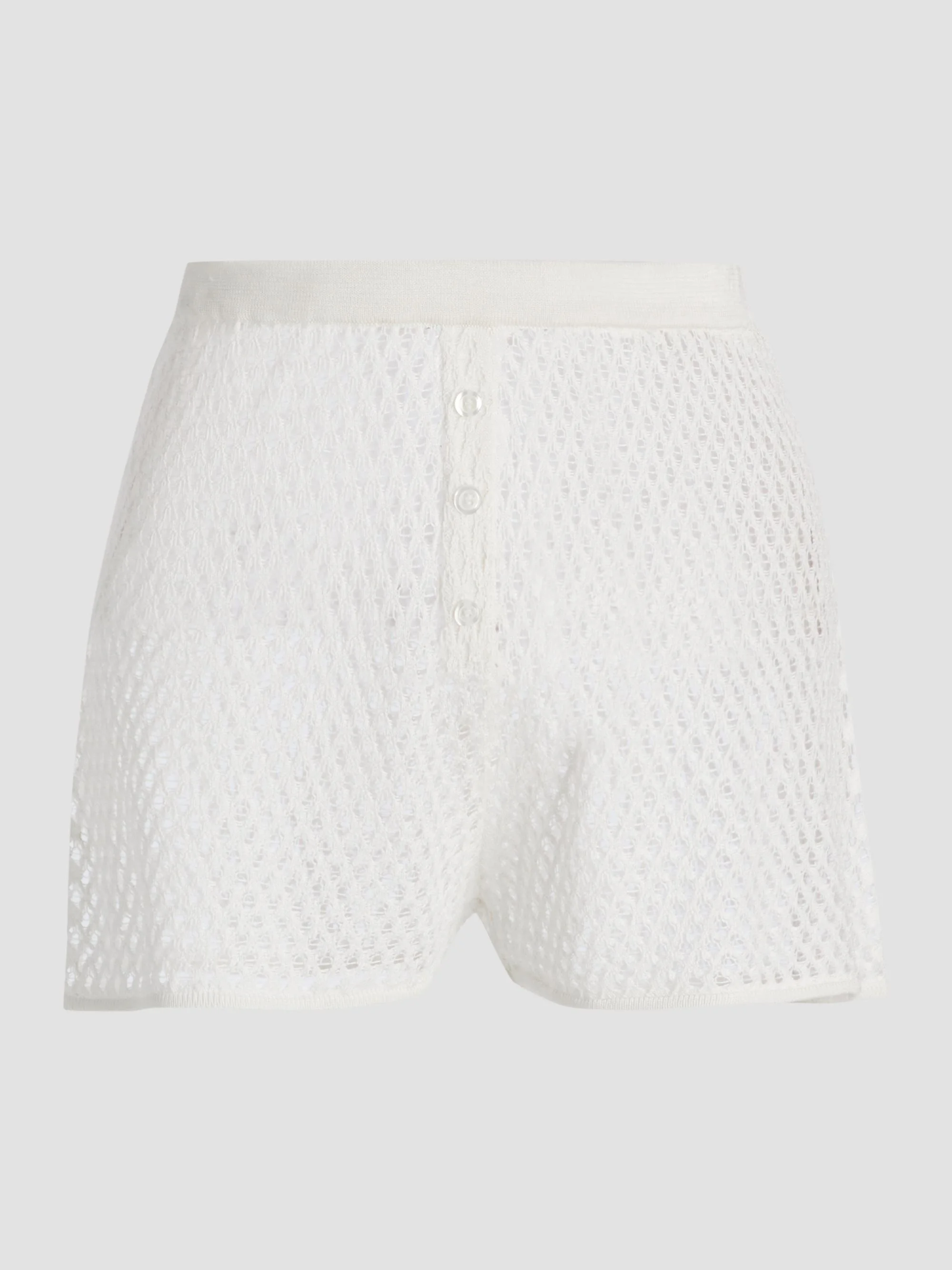 Women's Silk Crochet Shorts - Ivory - 1
