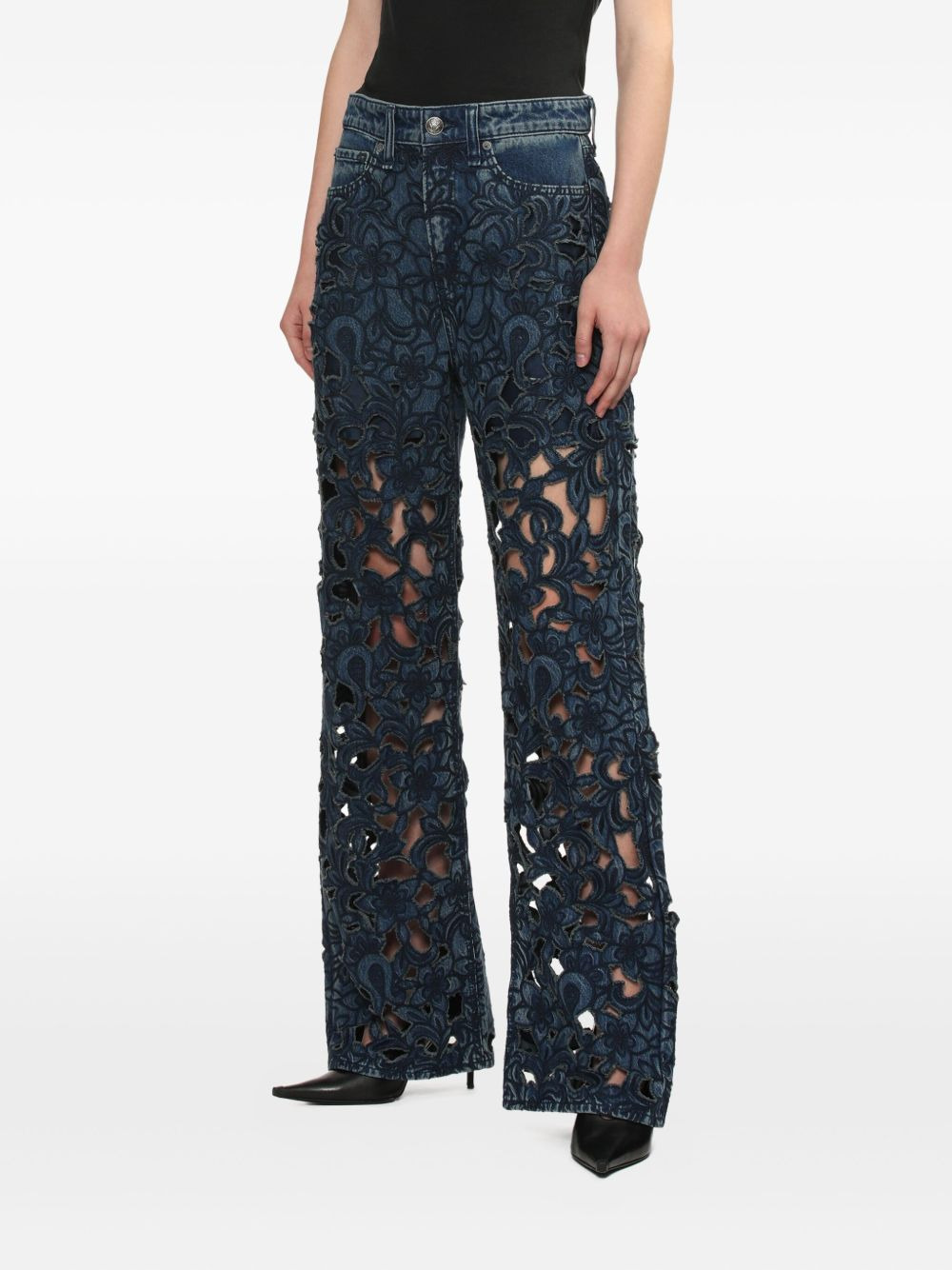 Logan floral-lace jeans - 3