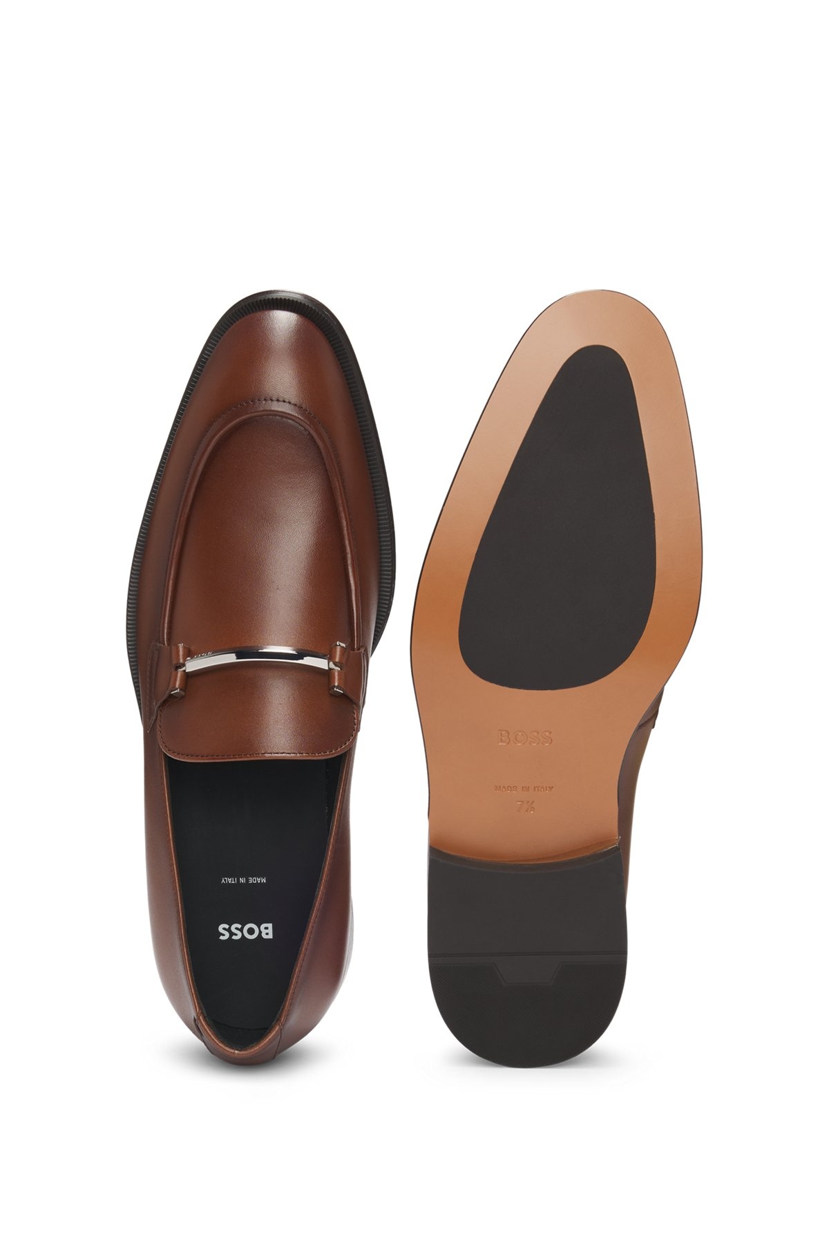 LEATHER LOAFERS WITH BRANDED HARDWARE - 4
