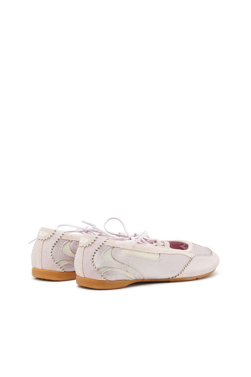 Diesel D-MILE - LACE-UP BALLERINA FLATS IN LEATHER AND MESH outlook