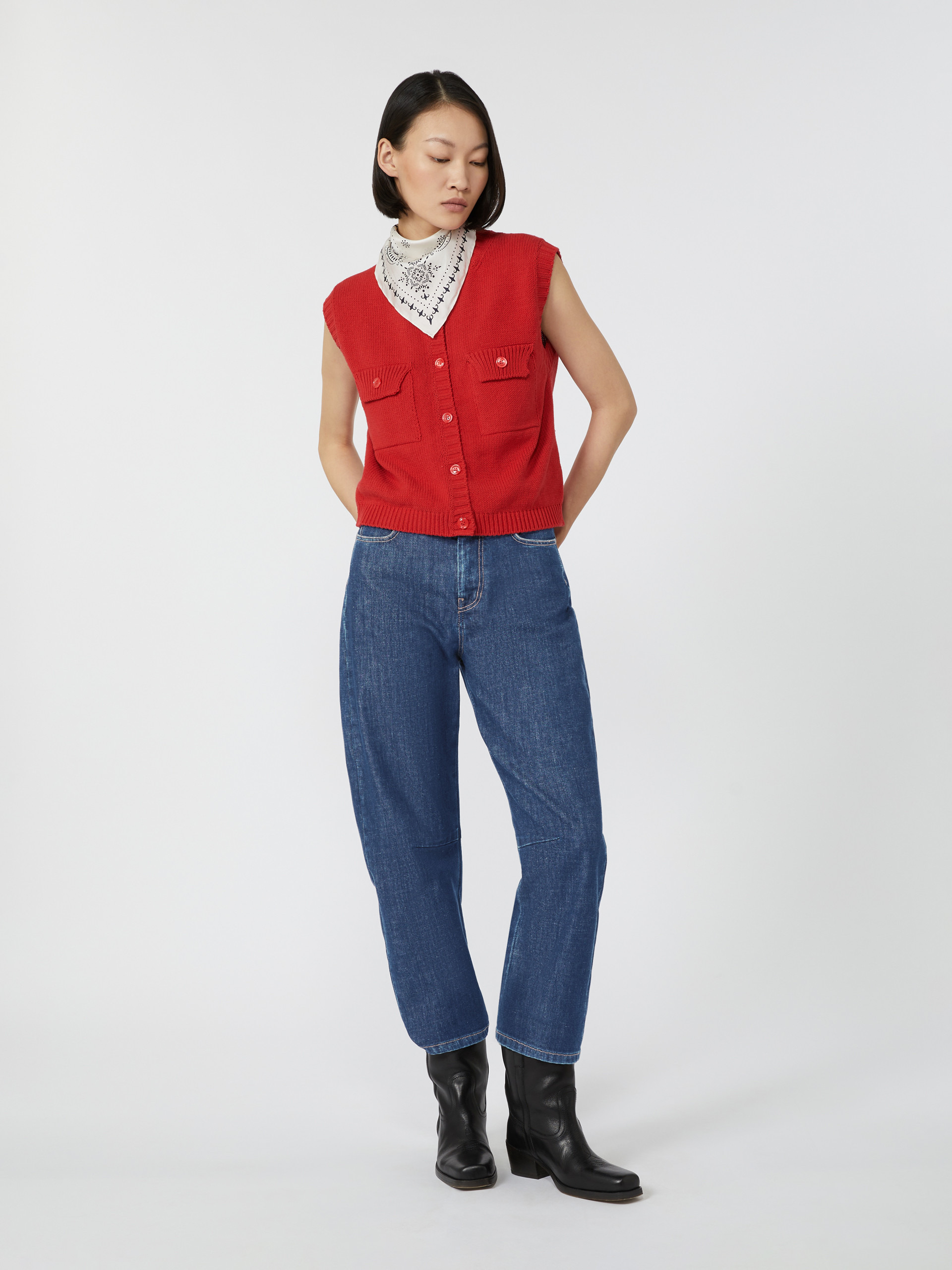 CAPRARA Cotton-blend yarn gilet - 2