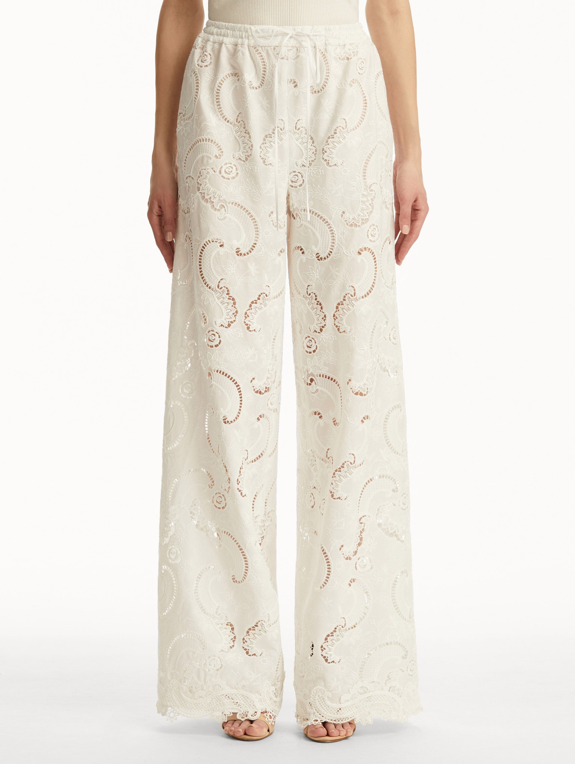 SCROLL GUIPURE WIDE LEG PANT - 2