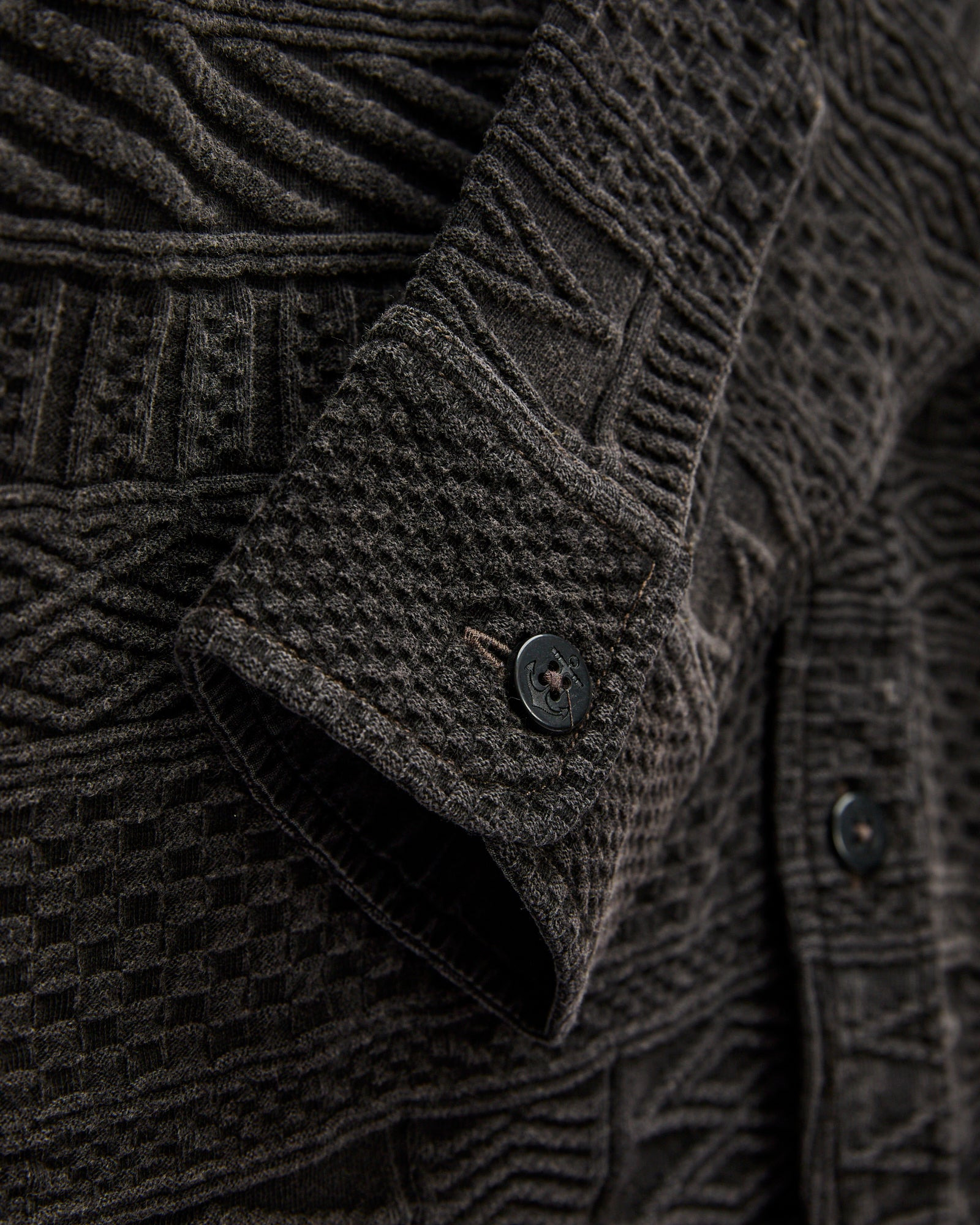 Julius Jacquard Workshirt in Black Indigo - 5