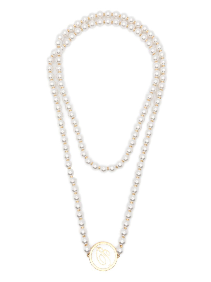 faux-pearl logo necklace 1
