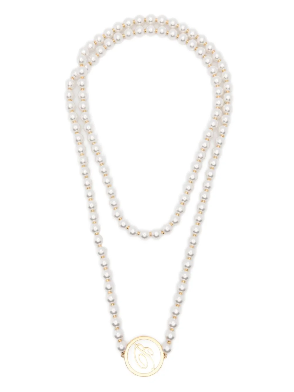 faux-pearl logo necklace - 1