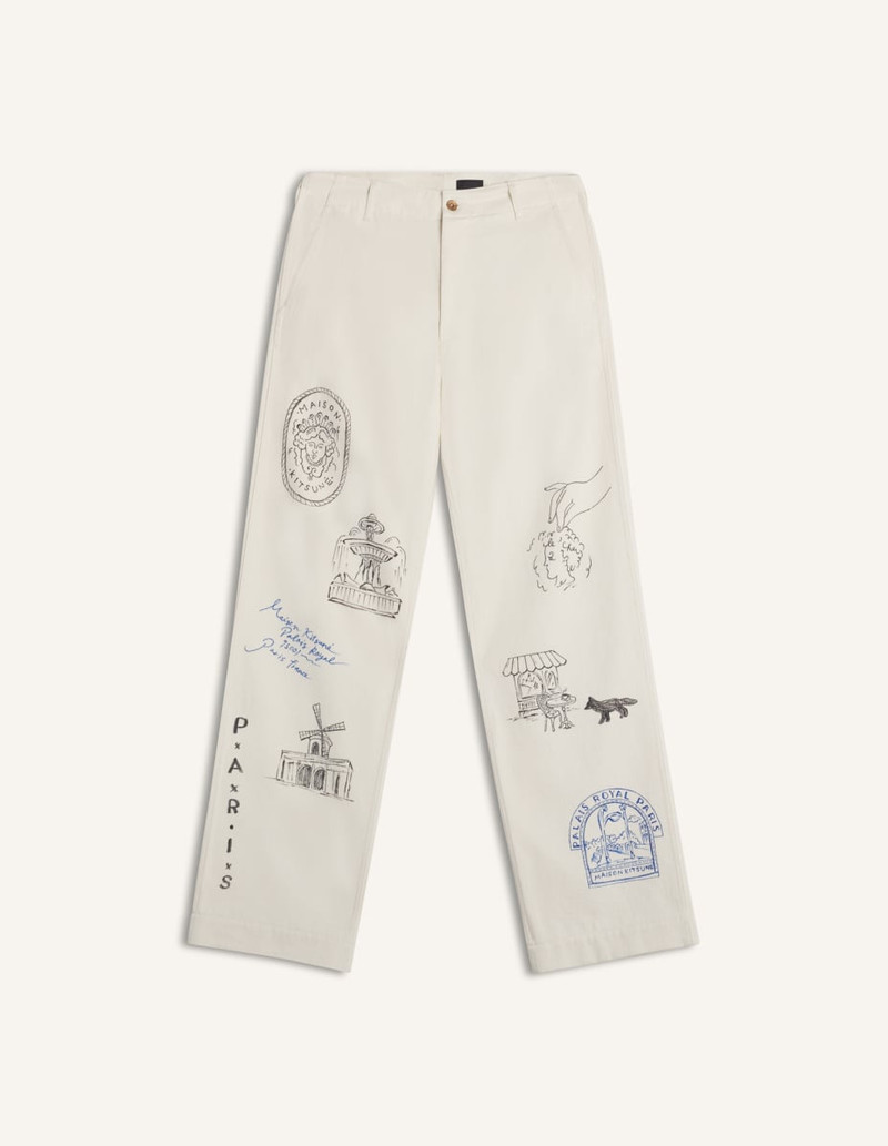 MAISON KITSUNE x KURO HANDWRITTEN POSTCARD TROUSER 1