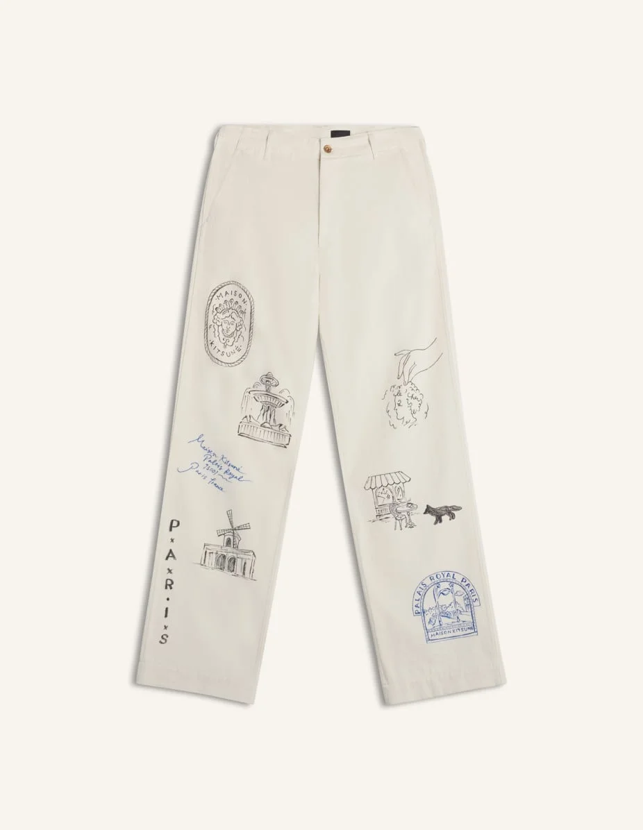 MAISON KITSUNE x KURO HANDWRITTEN POSTCARD TROUSER - 1