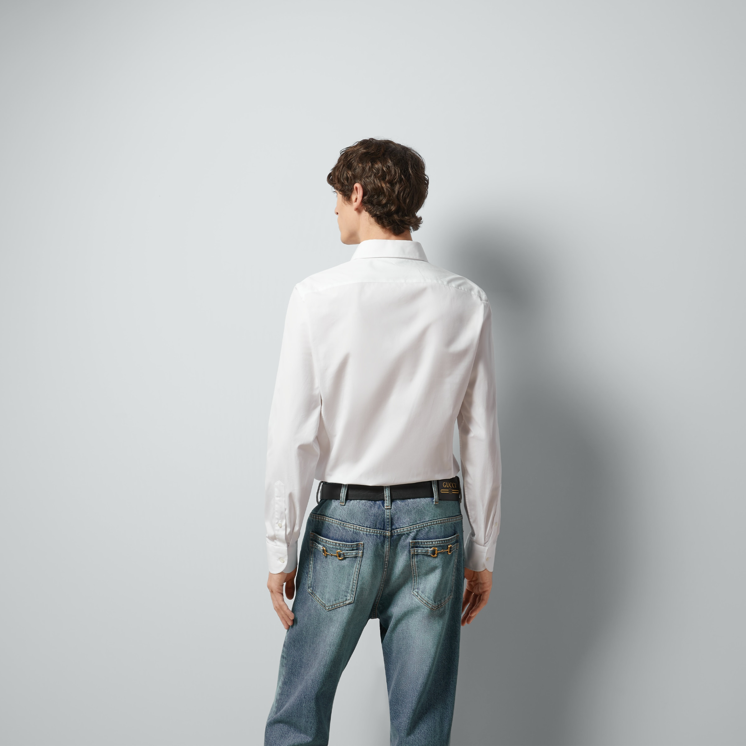 Cotton poplin shirt with Double G - 6