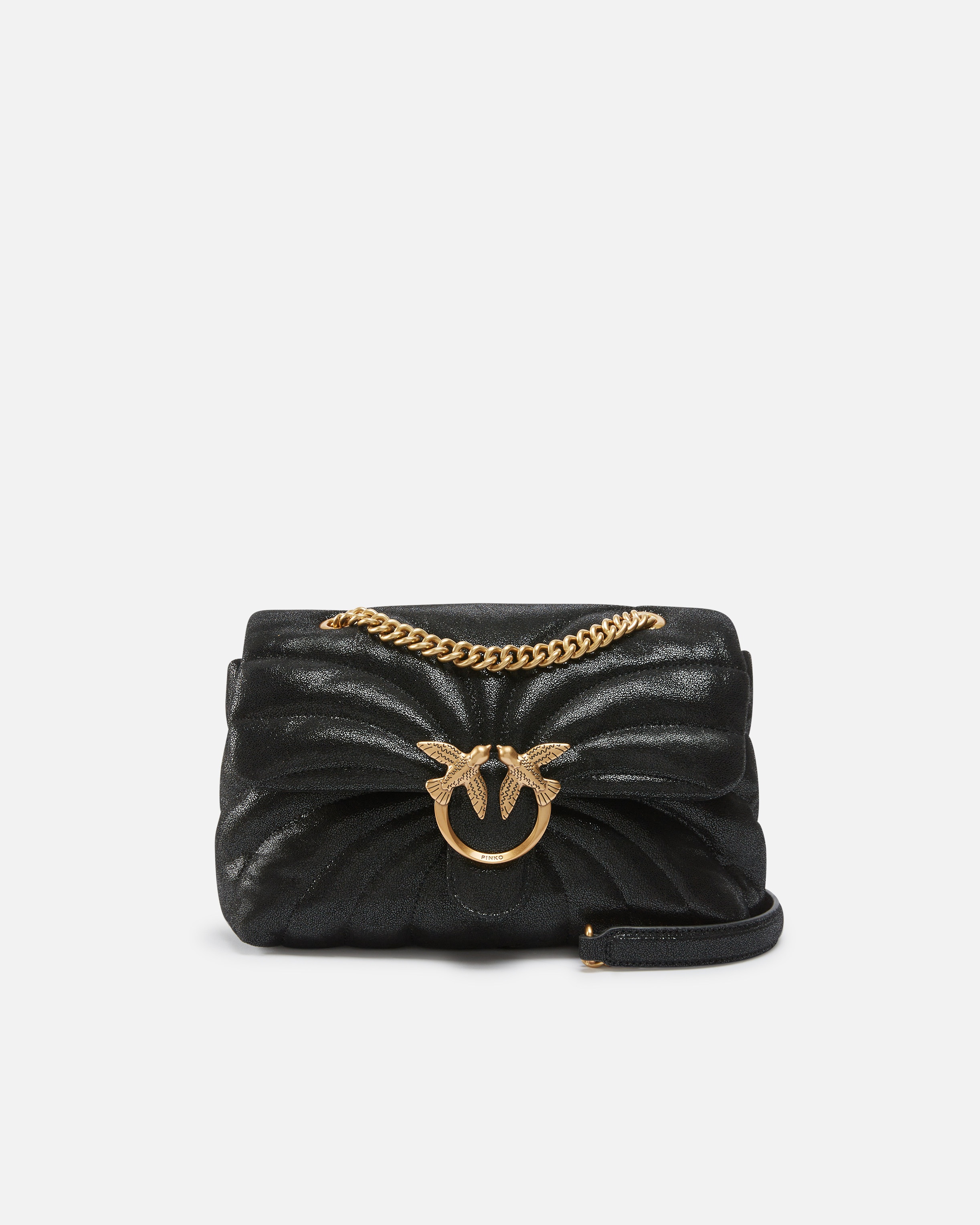 MEDIUM LOVE BAG PUFF BUTTERFLY SUEDE GLITTER SHOULDER BAG - 1