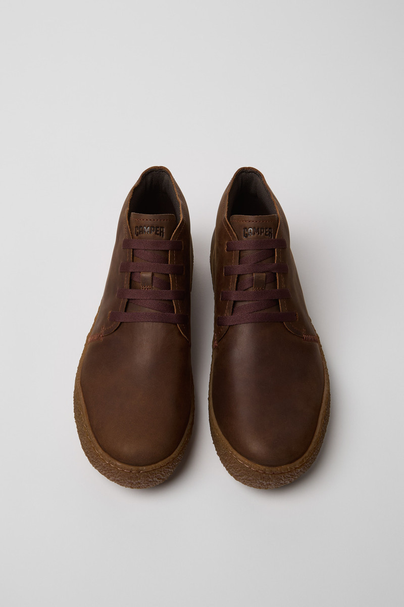 Brown Nubuck Ankle Boots for Men. 4