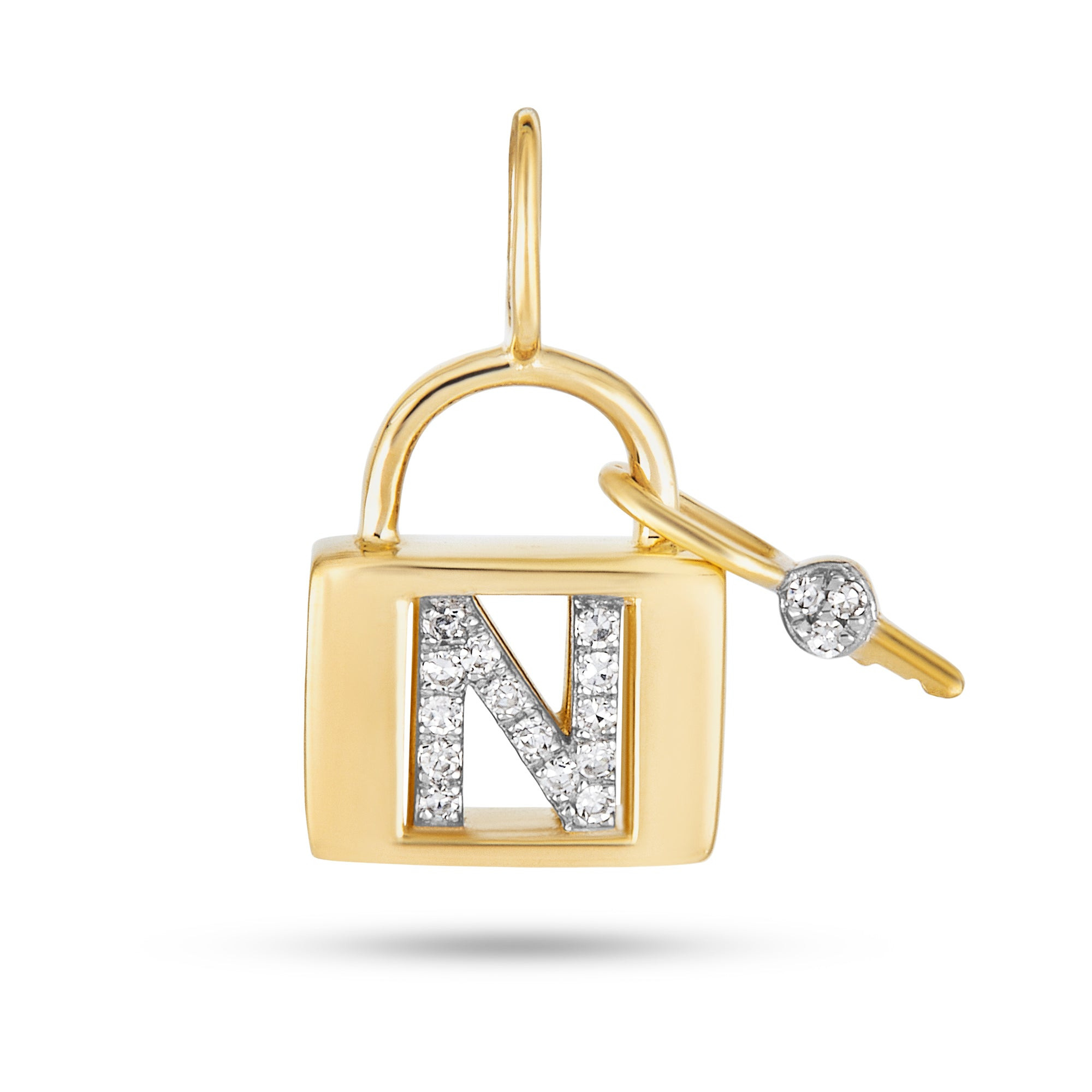 Love Lock Diamond Initial Charm - 18