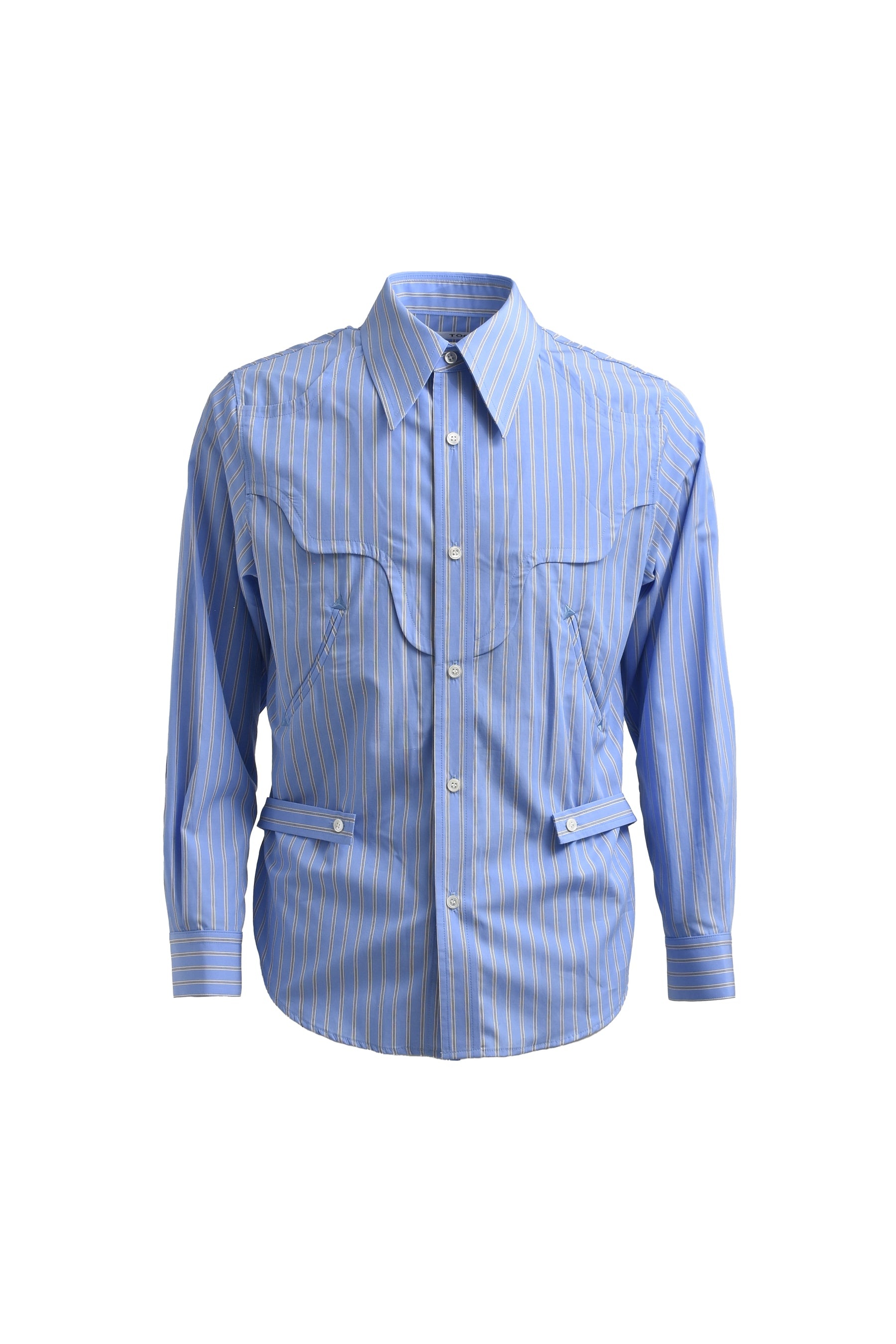 STRIPE COTTON SHIRT  / L.BLU - 1