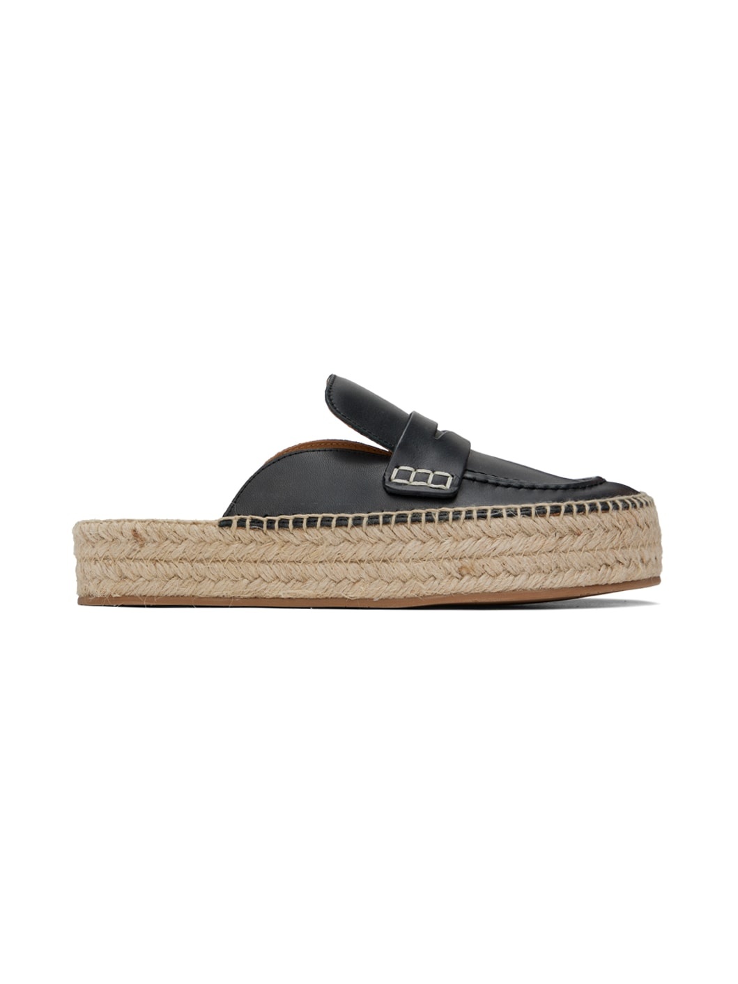 Black Leather Espadrilles - 1