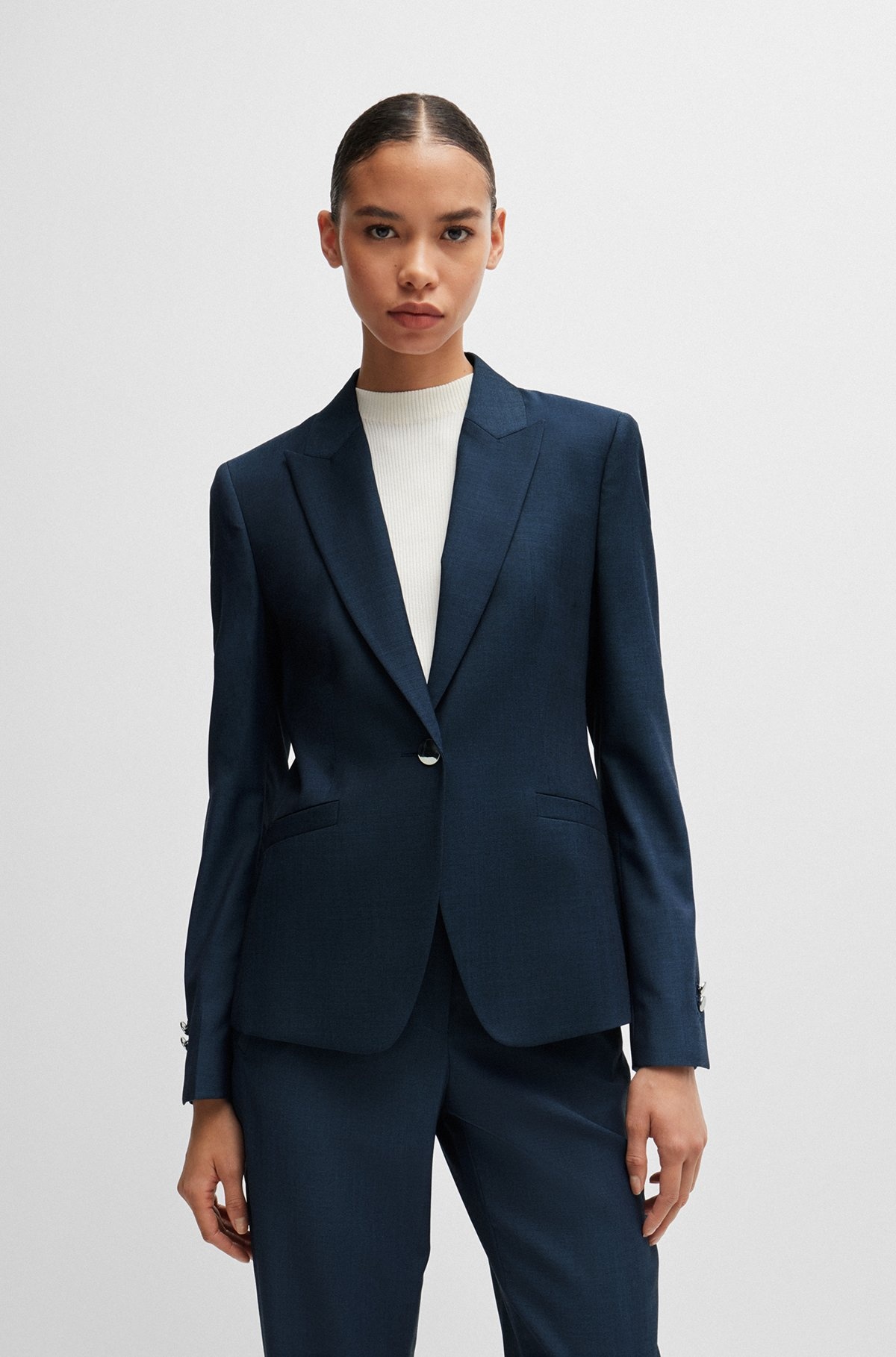 SLIM-FIT JACKET IN DENIM-EFFECT WOOL TWILL - 2