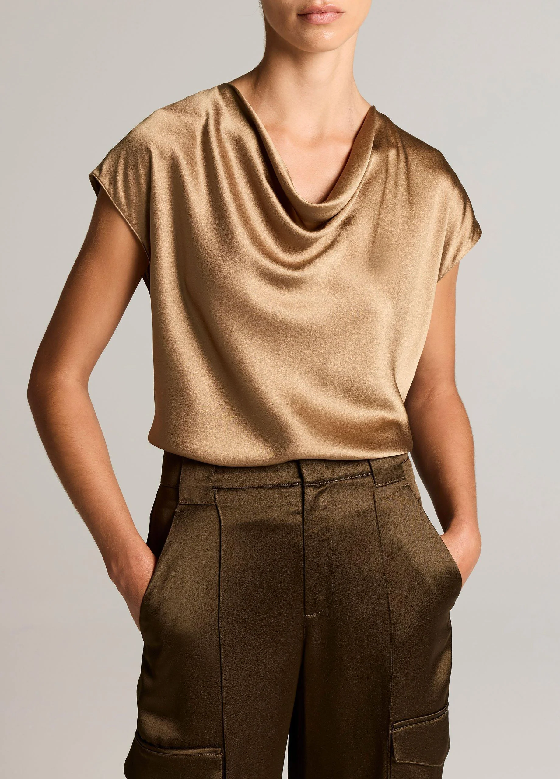 Silk Cowl-Neck Blouse - 1