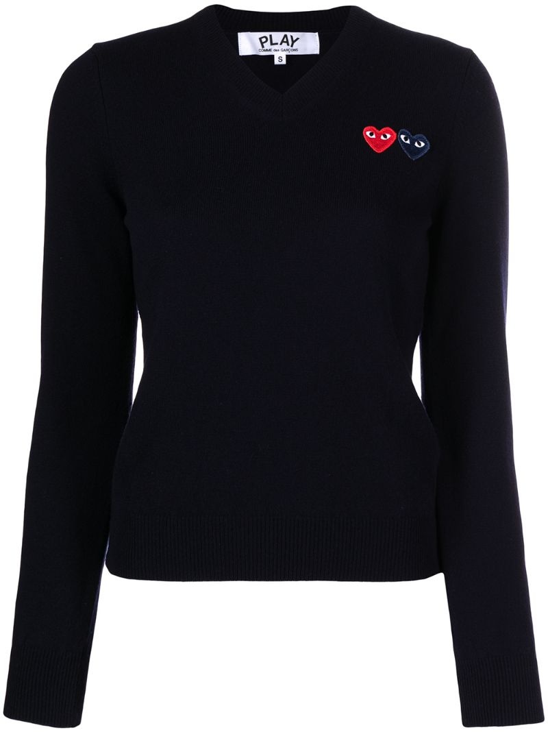 double heart motif jumper - 2