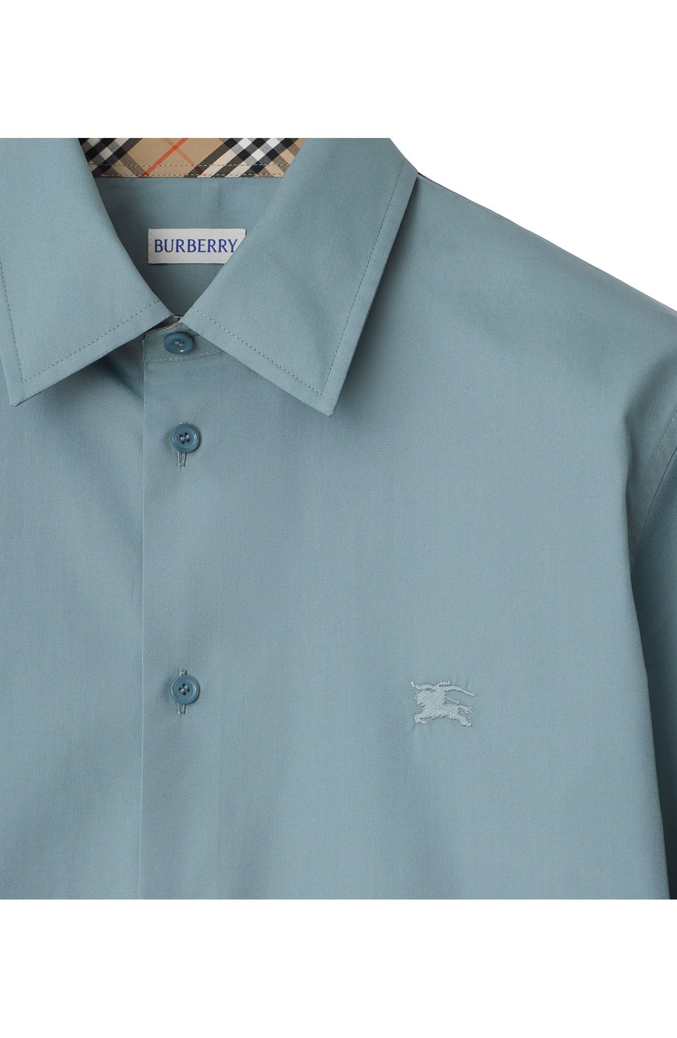 burberry EKD Embroidered Cotton Poplin Button-Up Shirt in Index at Nordstrom - 2