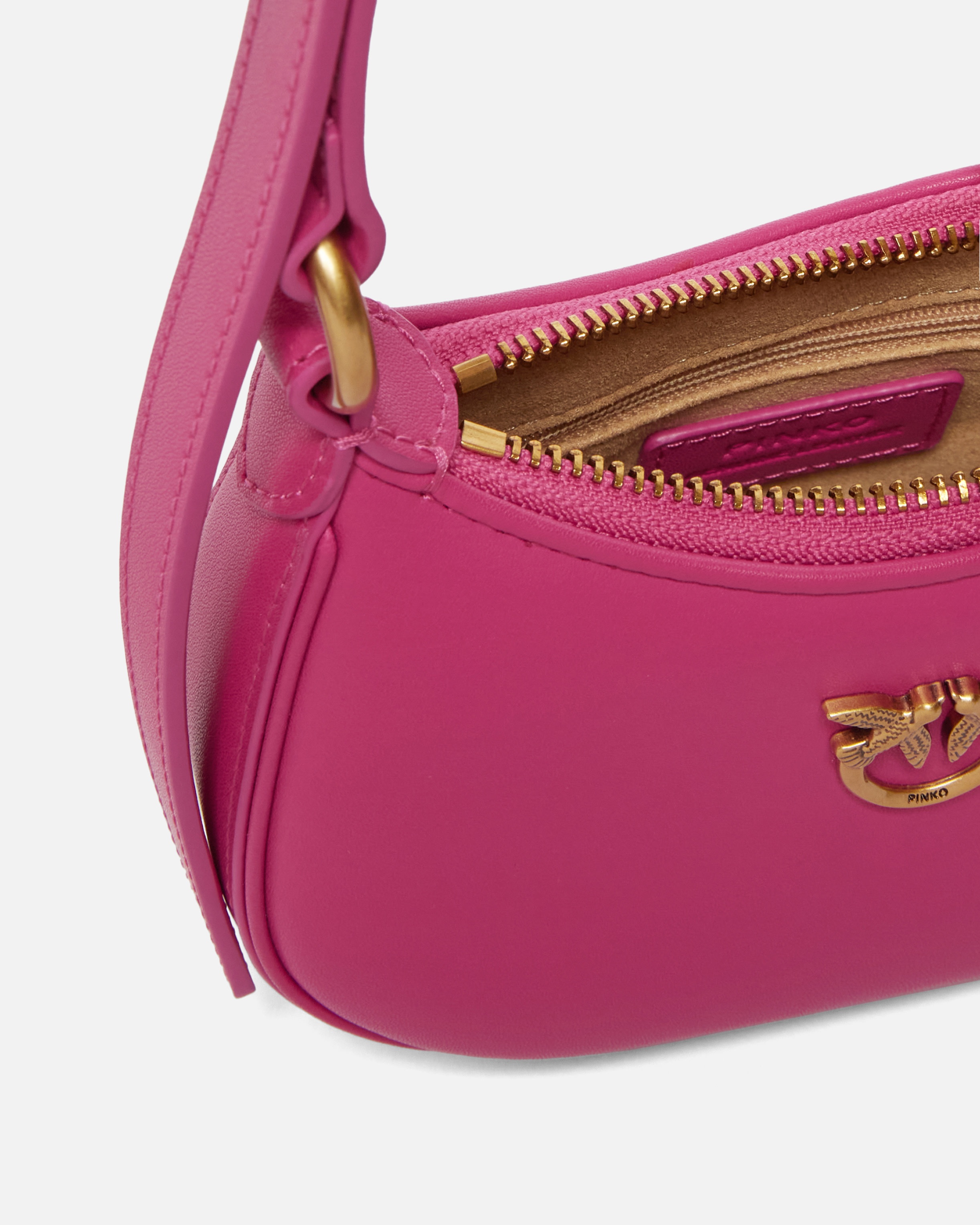 PINKO HALF MOON BABY LEATHER SHOULDER BAG | REVERSIBLE