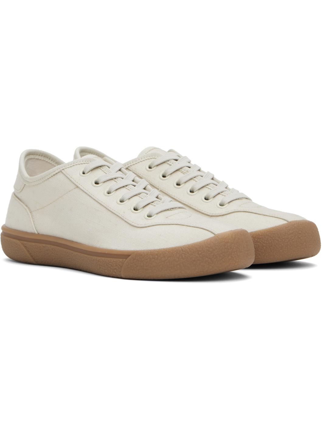 Beige Canvas Sneakers - 4