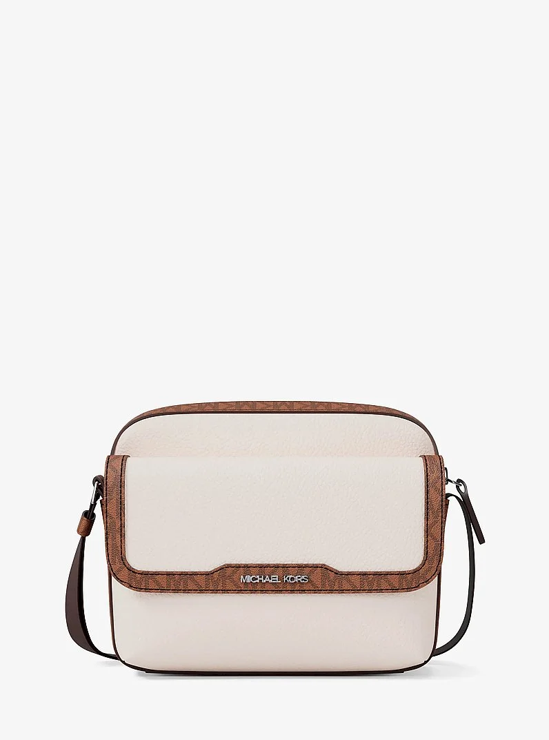 Cooper Medium Pebbled Leather and Signature Logo Camera Crossbody Bag - 1