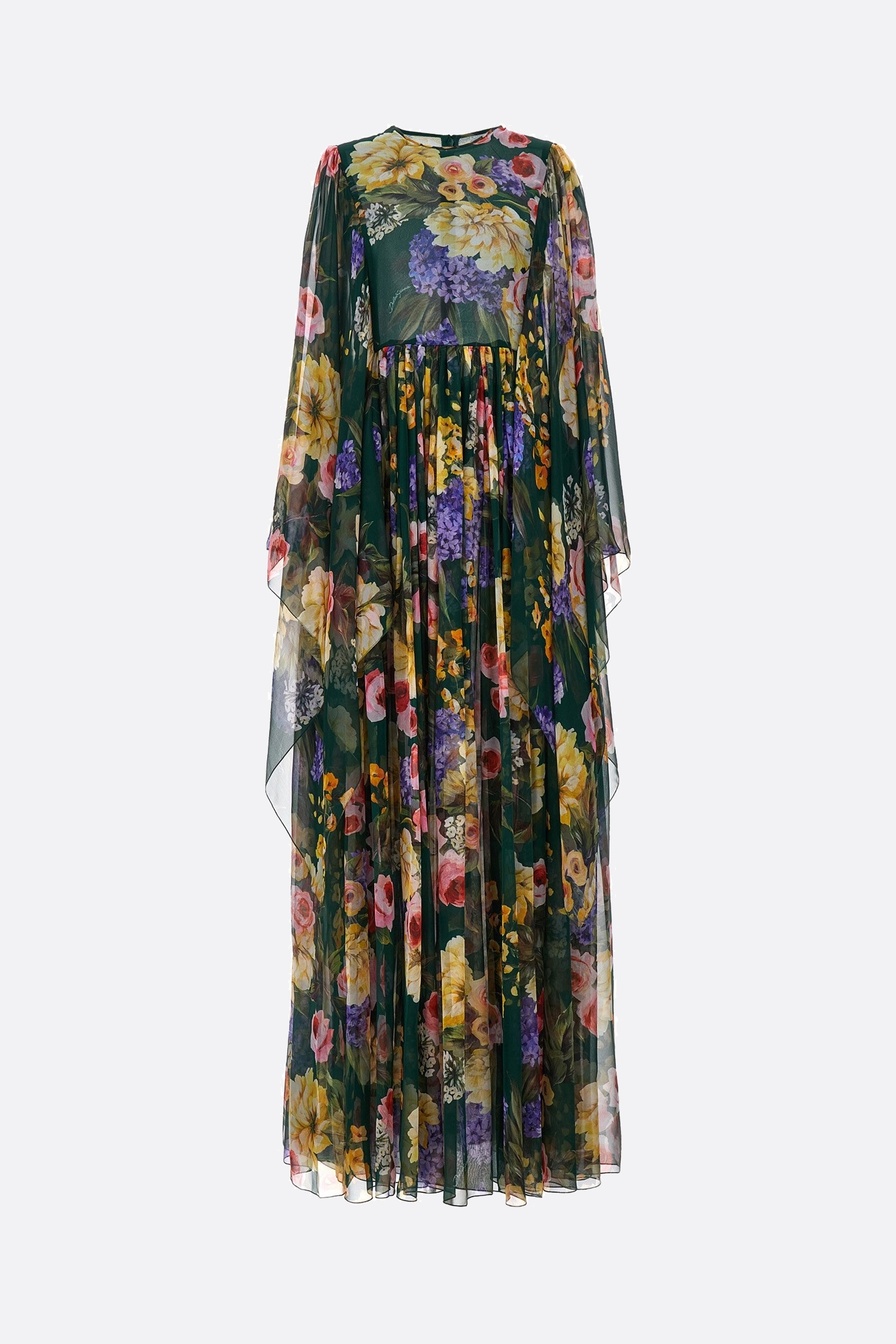 GARDEN PRINT CHIFFON LONG DRESS - 1