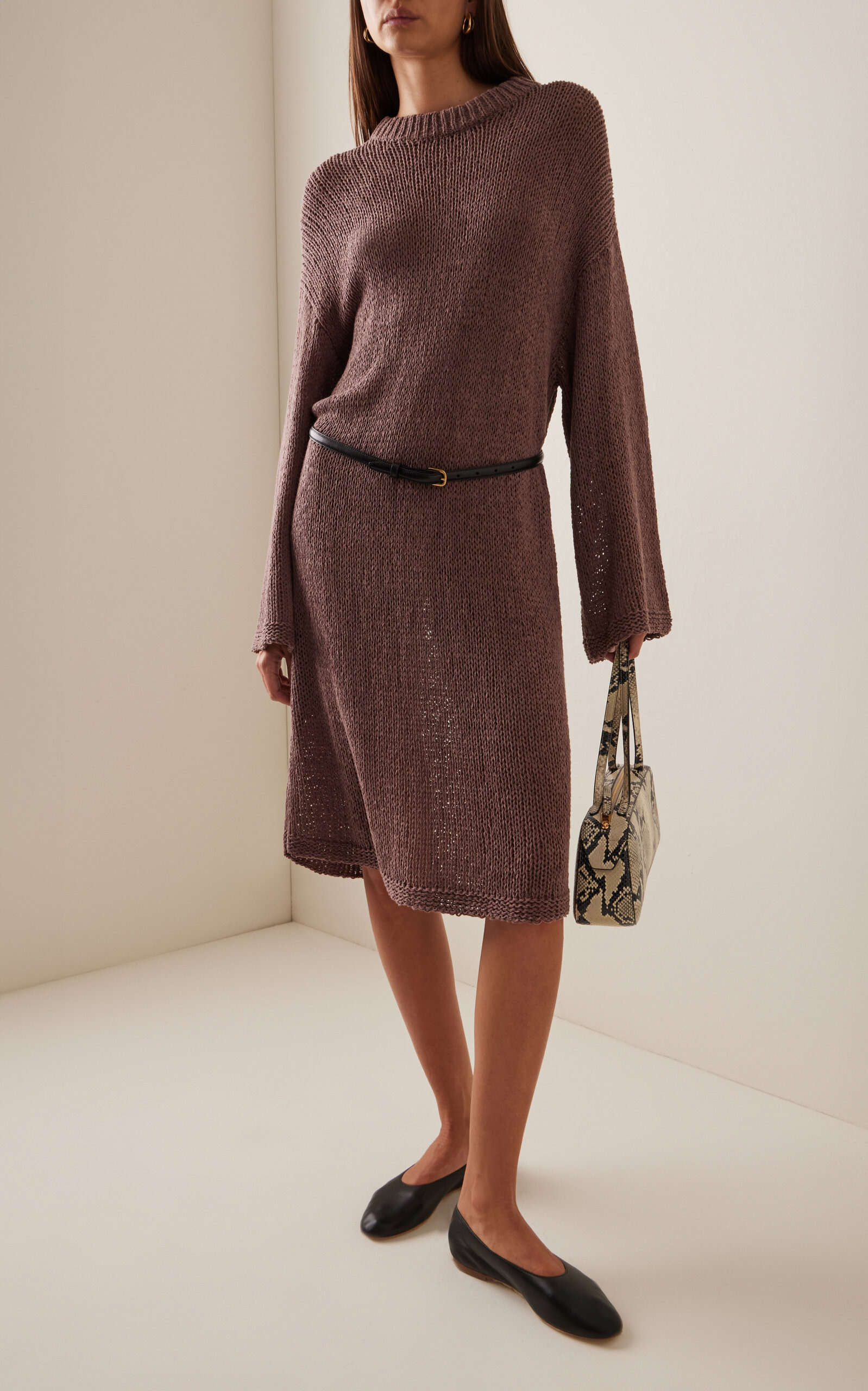 Literno Knit Cotton-Blend Midi Dress brown - 2