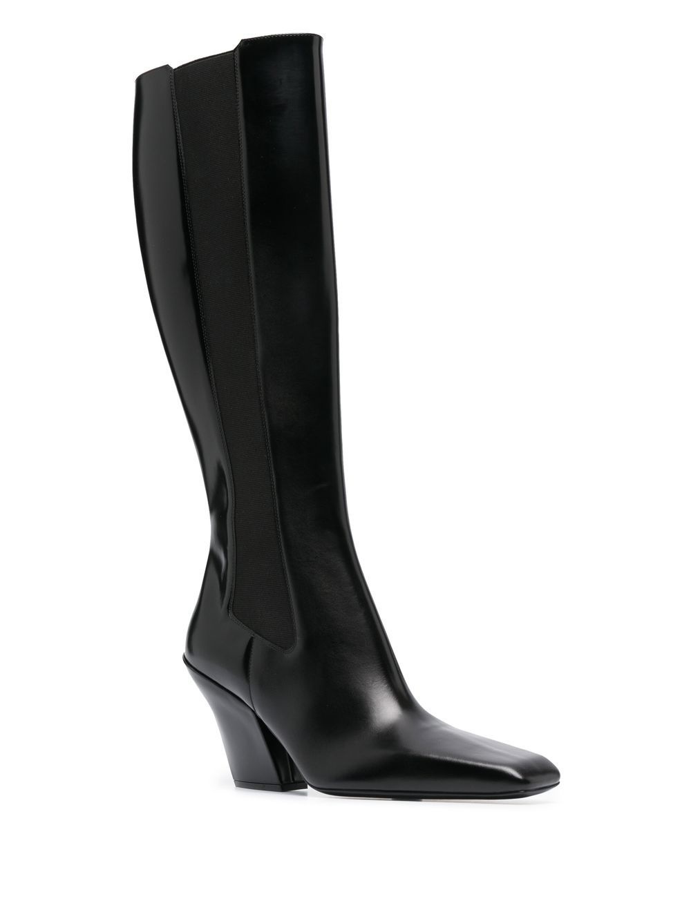 block-heel leather boots - 2
