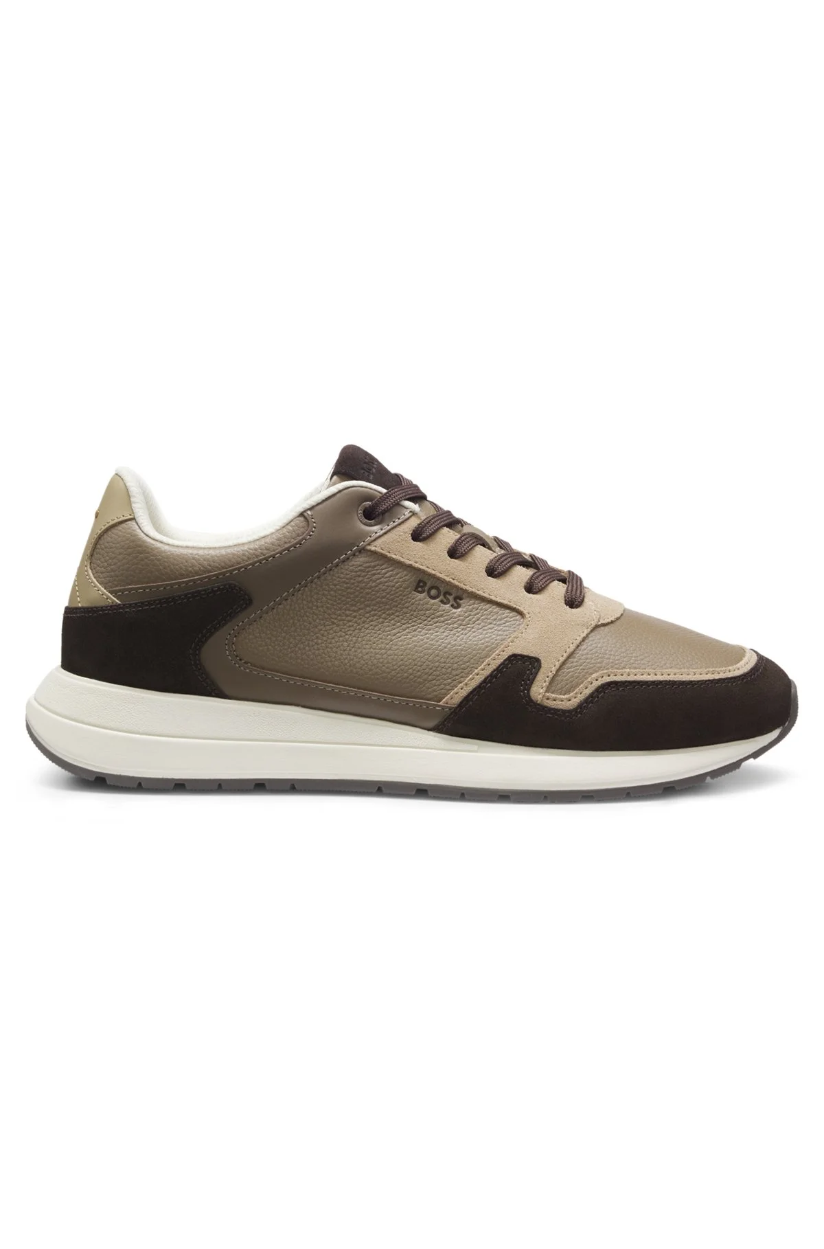 LEATHER RUNNING-STYLE SNEAKERS WITH SUEDE TRIM - 1