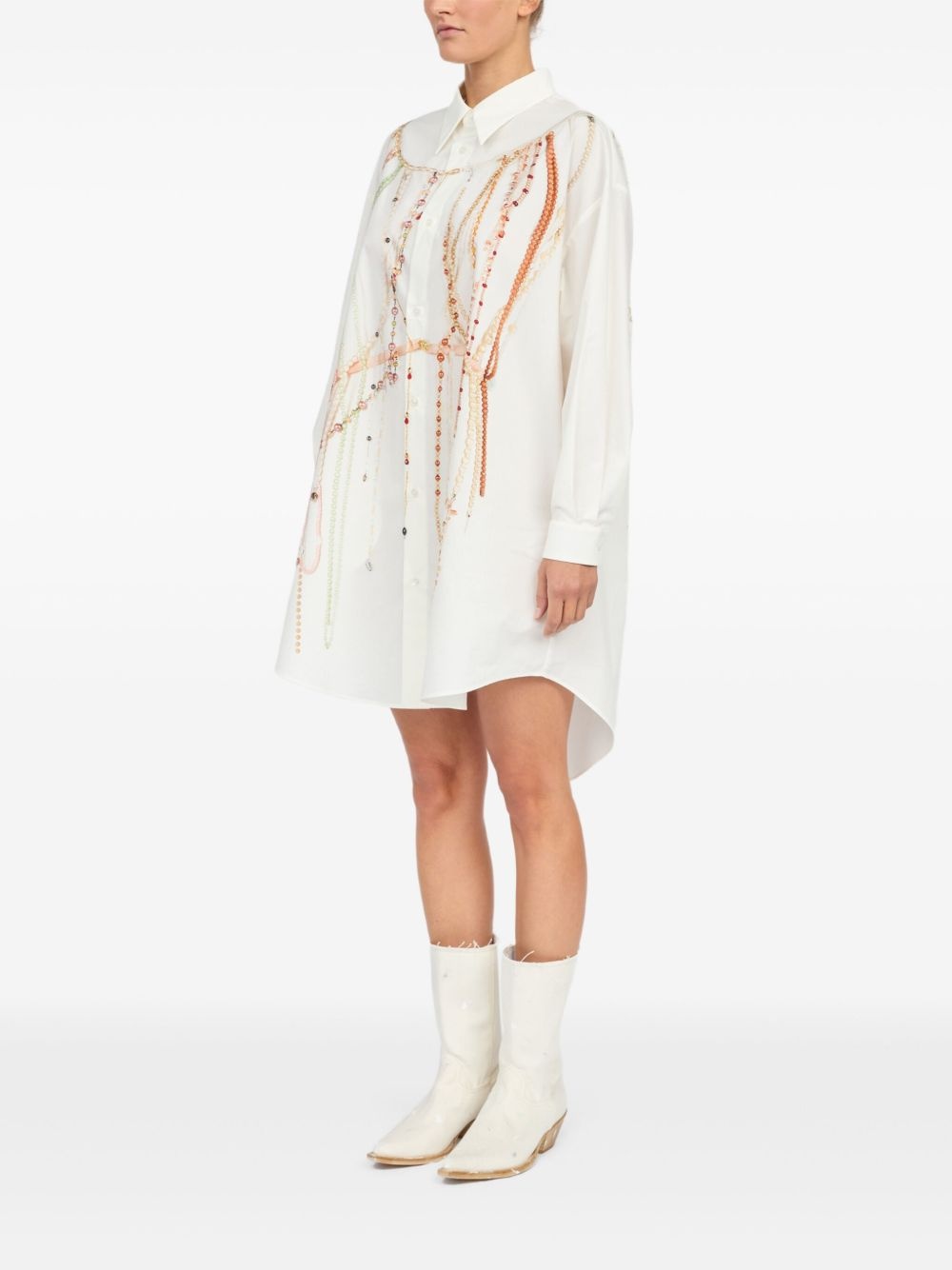 bead detailing shirt dress - 4