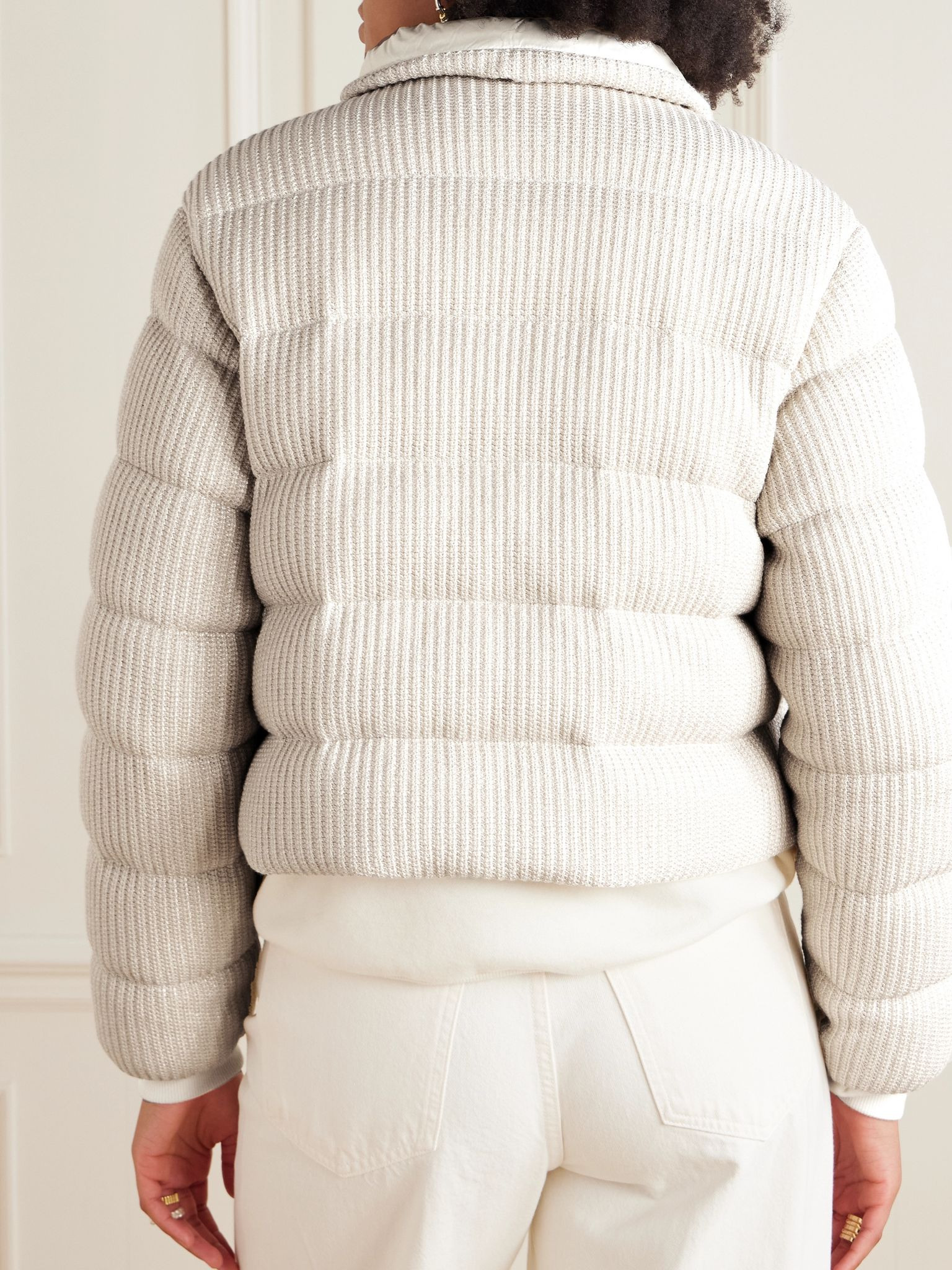 Thoiry quilted ribbed metallic cotton down jacket White - 4